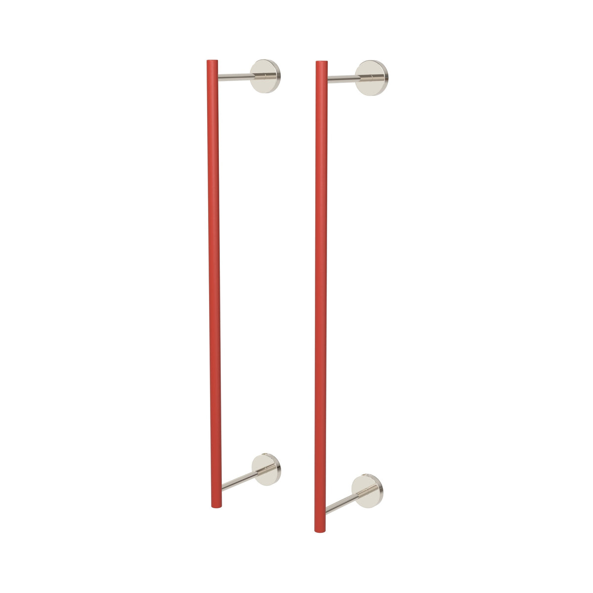 Nickel and Riding Hood Red color Swift Towel Rack 24" Dutton Brown hardware