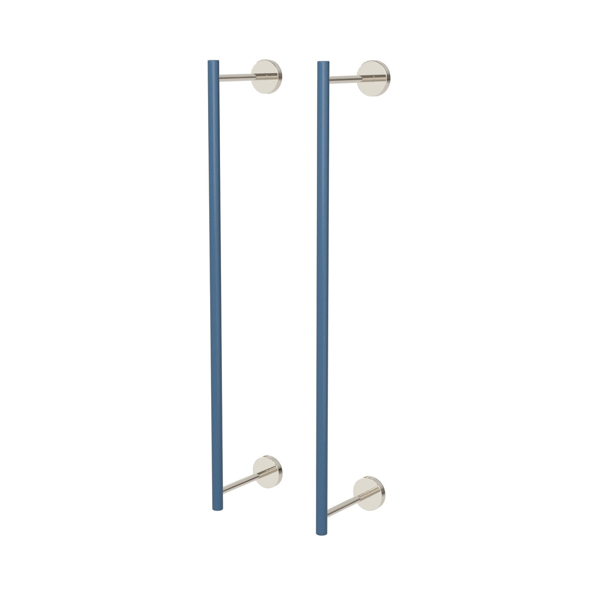 Nickel and Slate Blue color Swift Towel Rack 24" Dutton Brown hardware