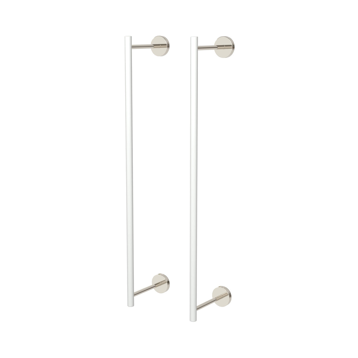 Nickel and White color Swift Towel Rack 24" Dutton Brown hardware