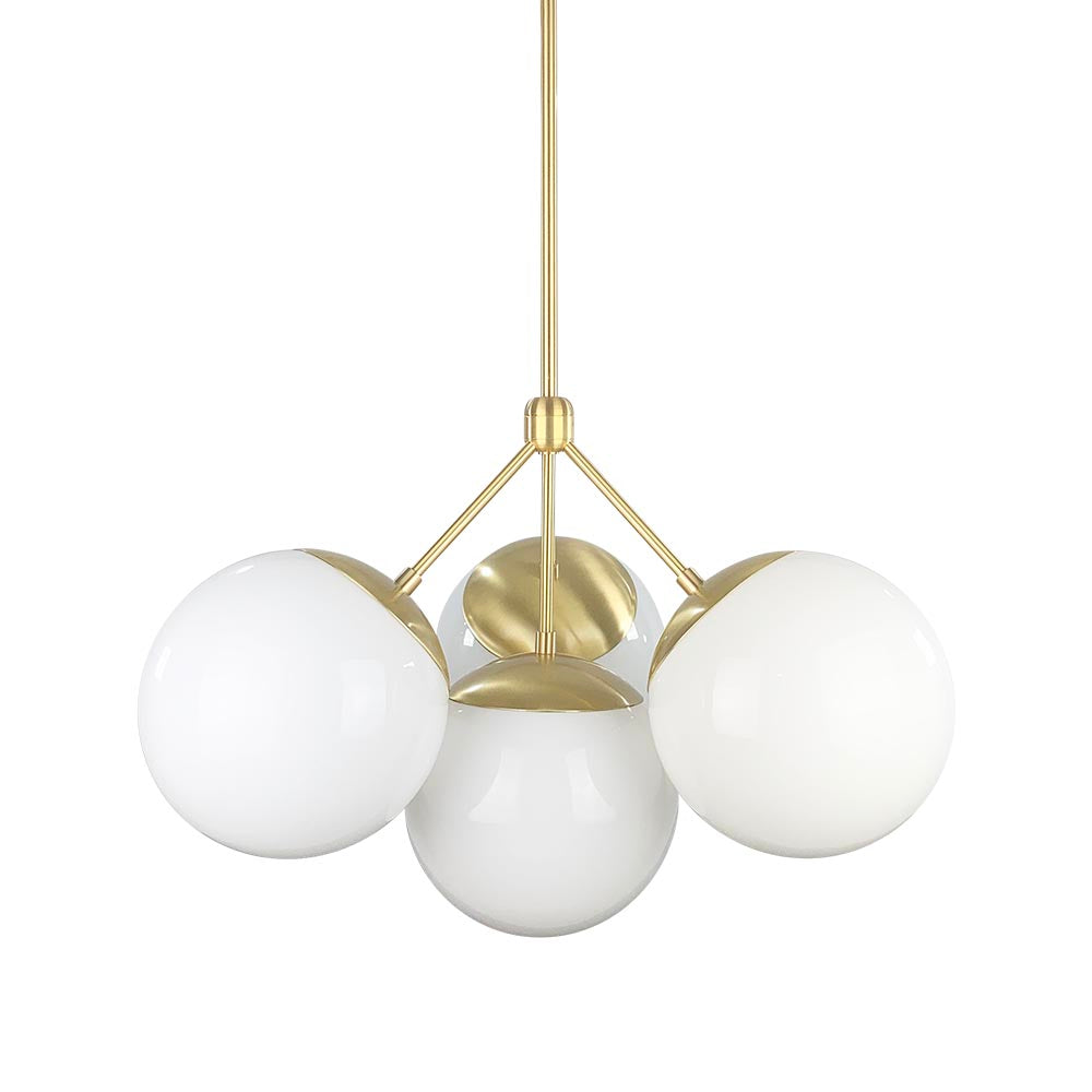 Brass tetra white globe chandelier dutton brown lighting