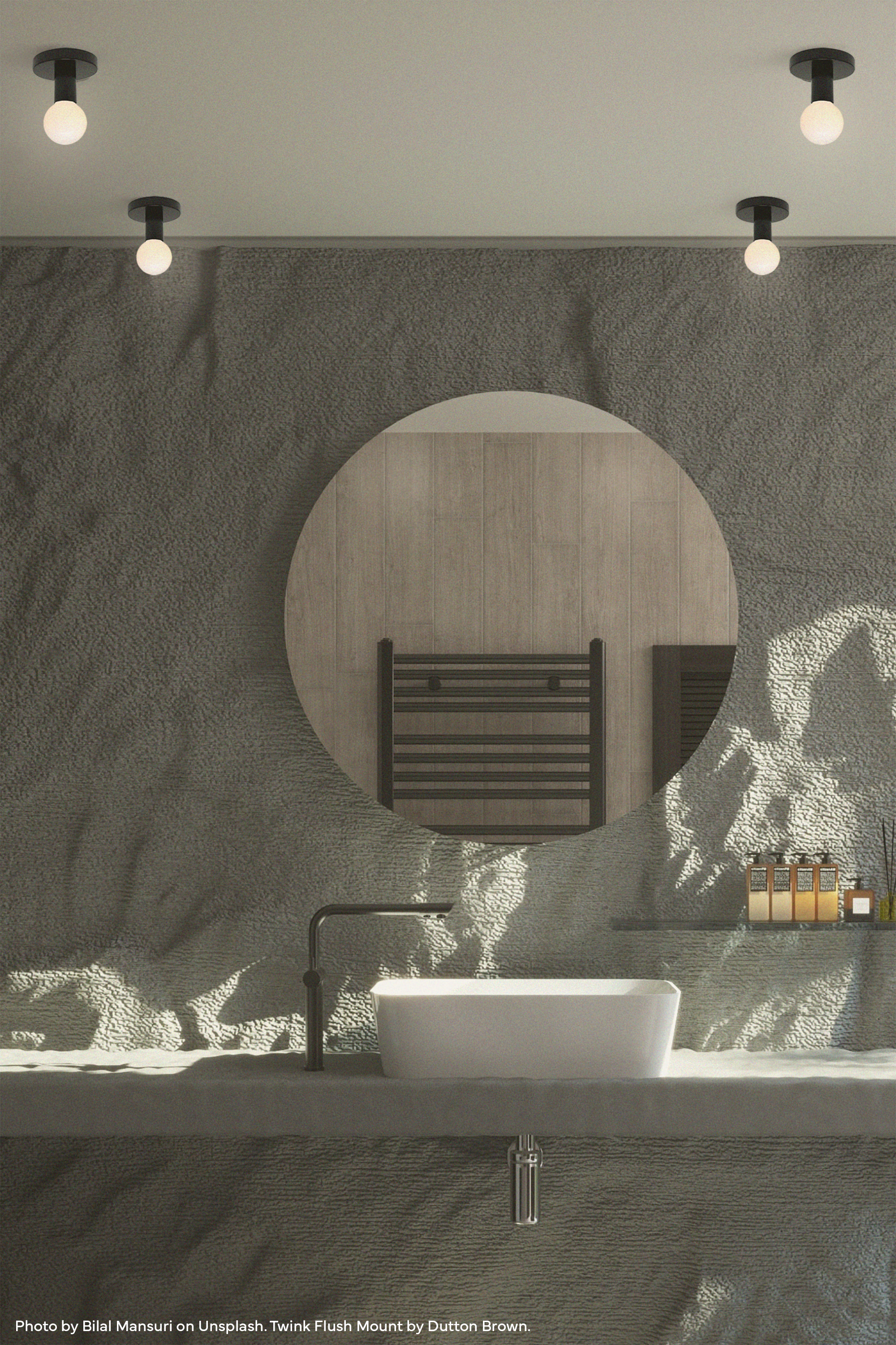 Black Twink Flush mount Dutton Brown Lighting bathroom scene
