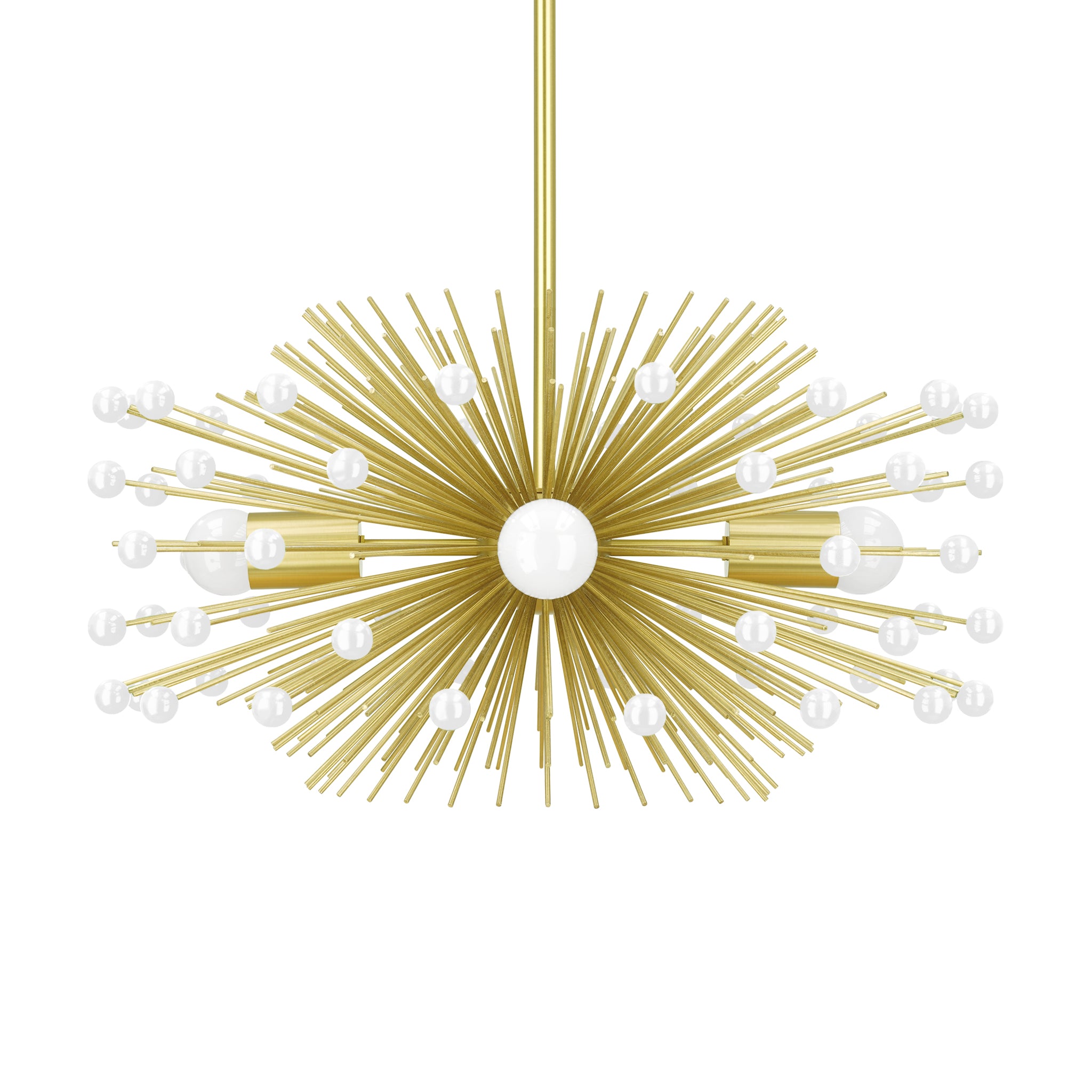 Brass and white color beaded Urchin chandelier 20" Dutton Brown lighting