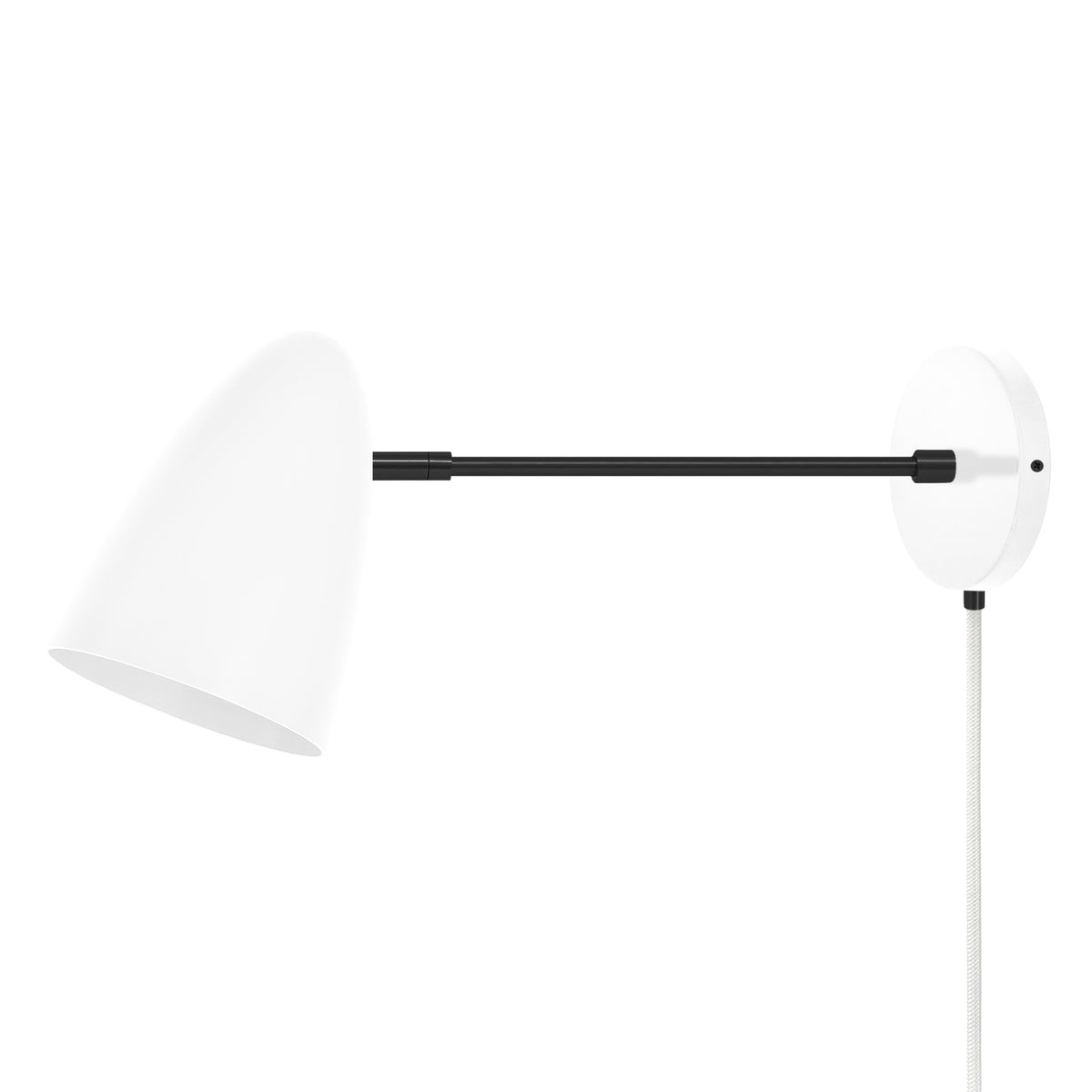 Black and white color Boom plug-in sconce 10" arm Dutton Brown lighting