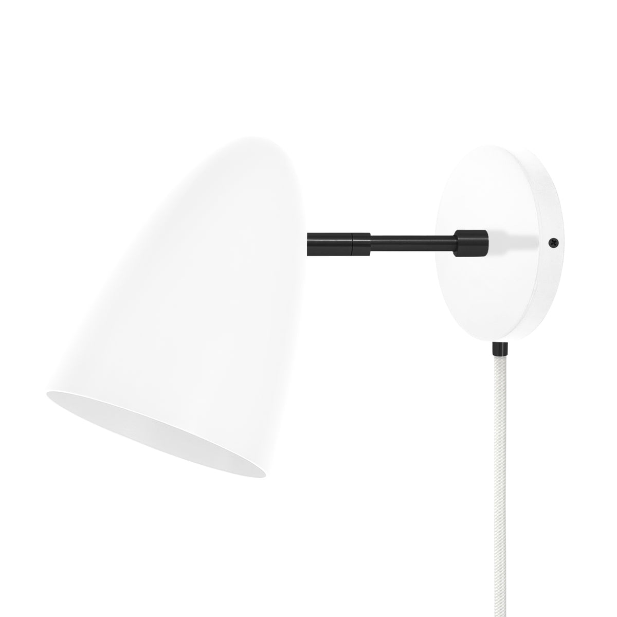 Black and white color Boom plug-in sconce 3" arm Dutton Brown lighting