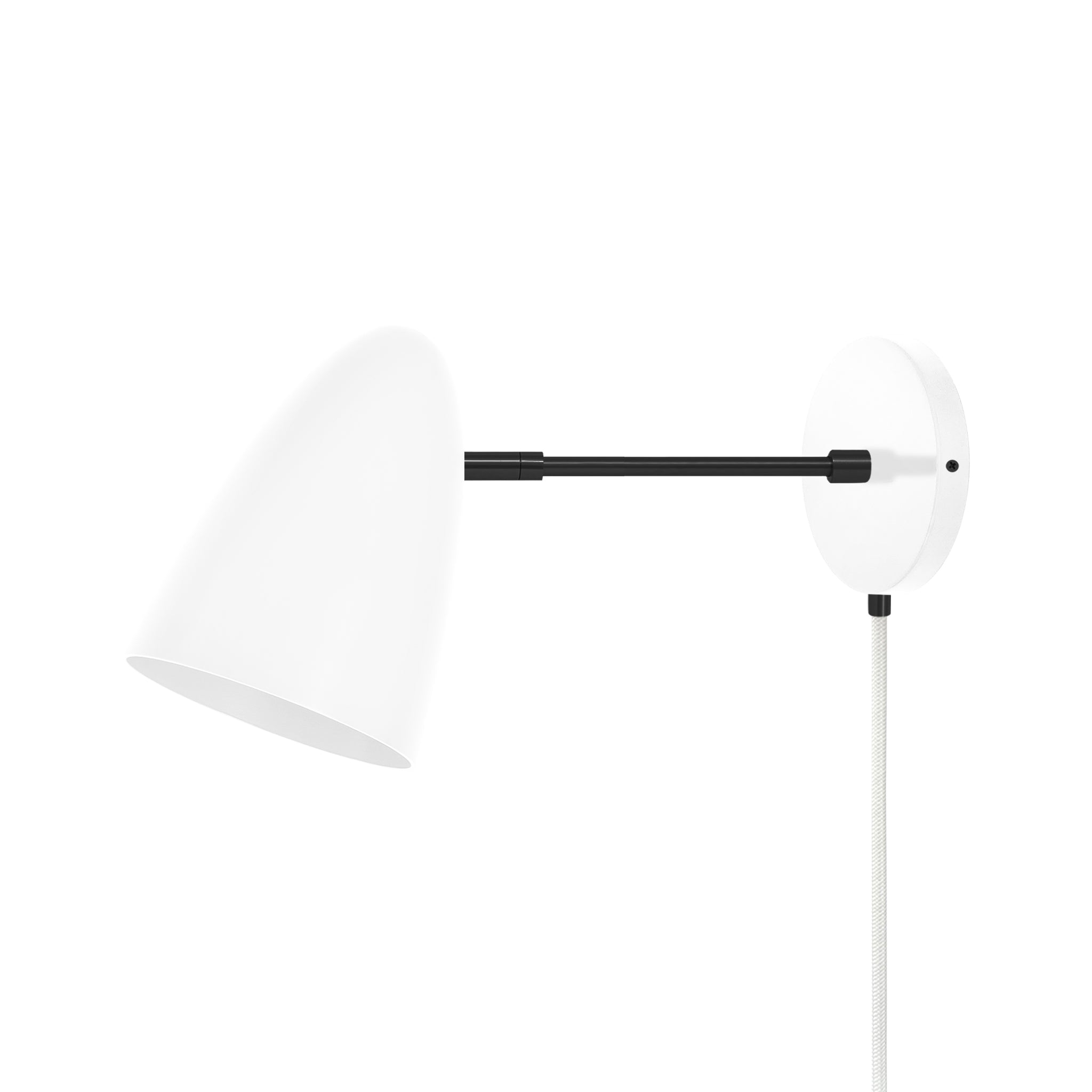 Black and white color Boom plug-in sconce 6" arm Dutton Brown lighting