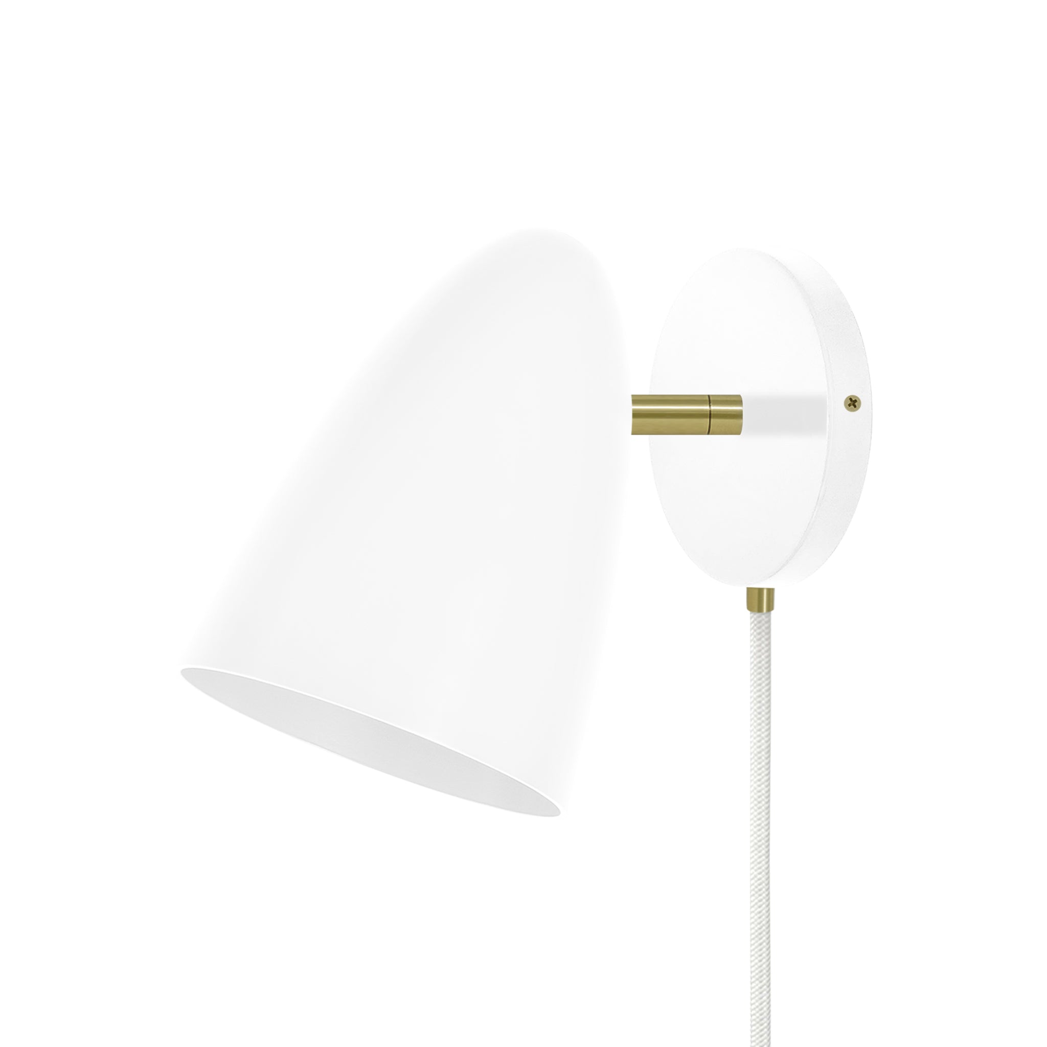 Brass and white color Boom plug-in sconce no arm Dutton Brown lighting