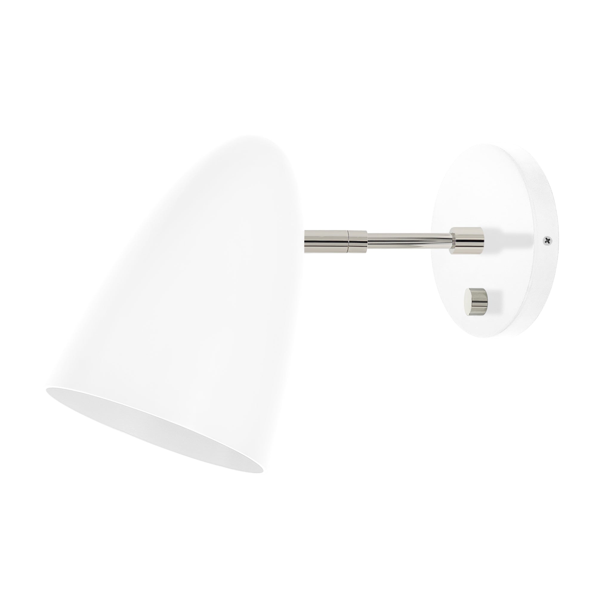 Nickel and white color Boom sconce 3" arm Dutton Brown lighting