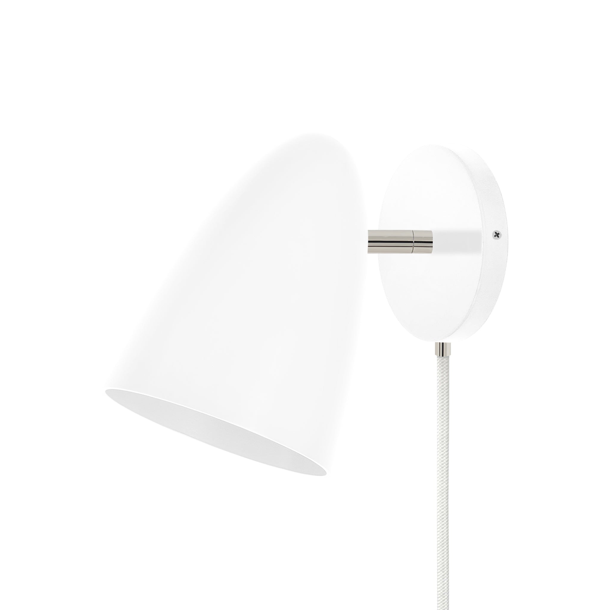 Nickel and white color Boom plug-in sconce no arm Dutton Brown lighting