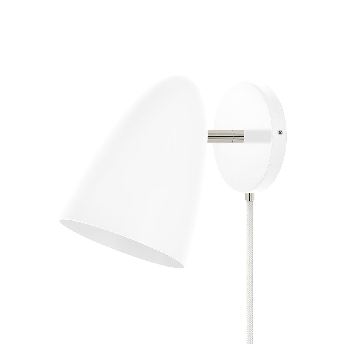 Nickel and white color Boom plug-in sconce no arm Dutton Brown lighting