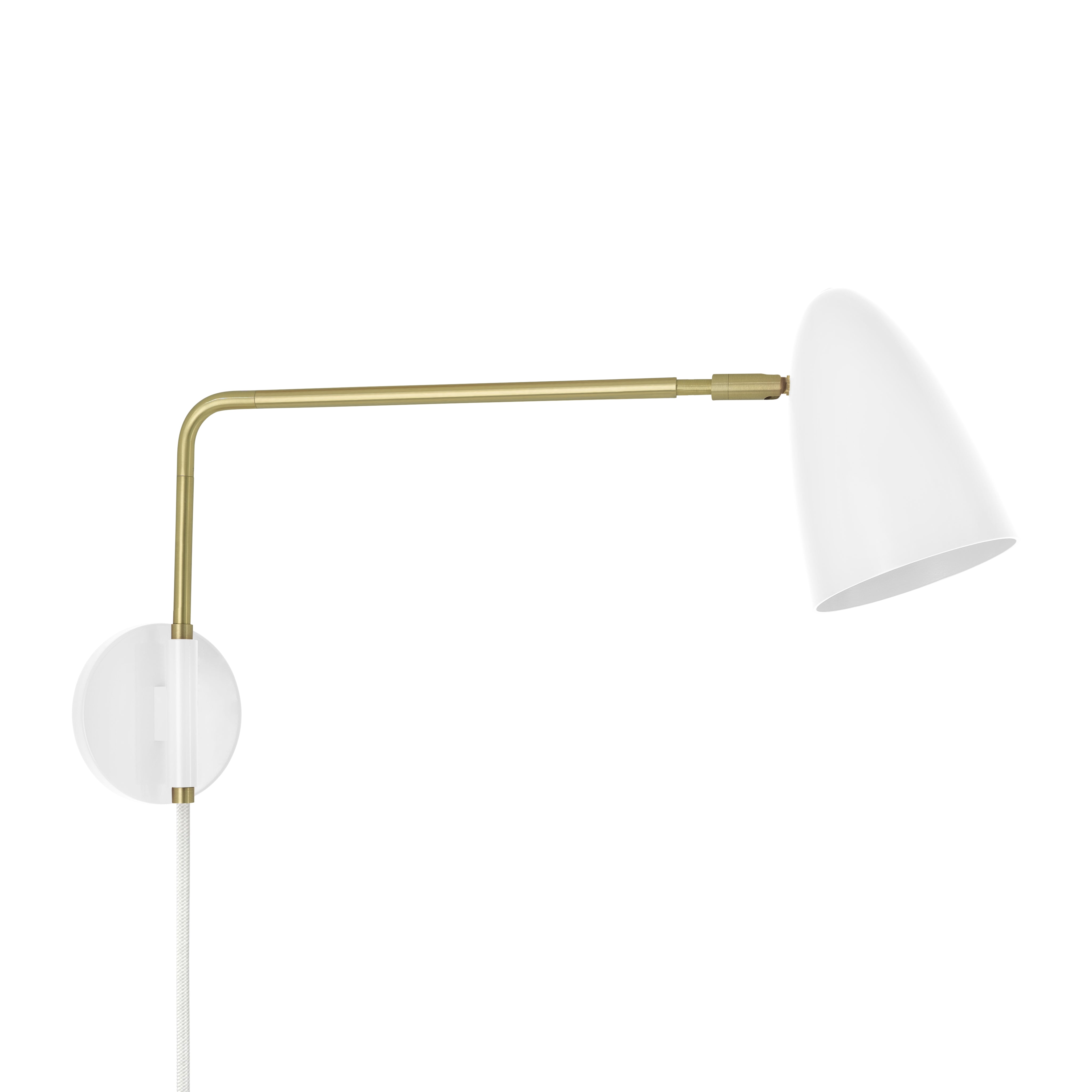 Brass and white color Boom Swing Arm plug-in sconce Dutton Brown lighting