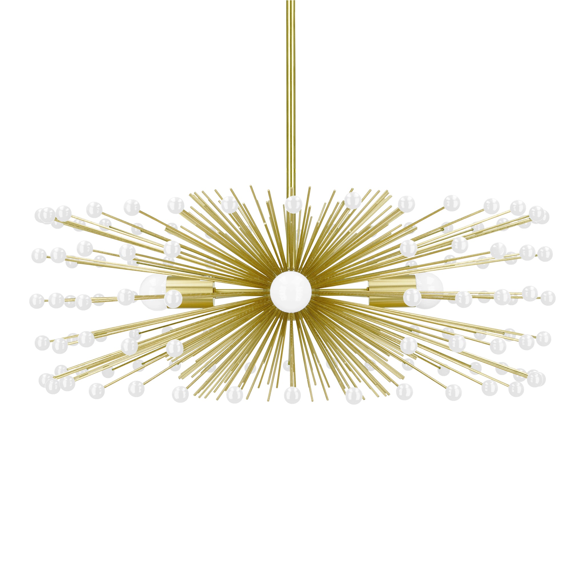 Brass and white color Beaded Urchin chandelier 27" Dutton Brown lighting