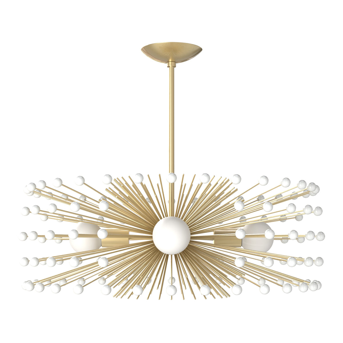 Brass and white color Beaded Urchin chandelier 27" Dutton Brown lighting