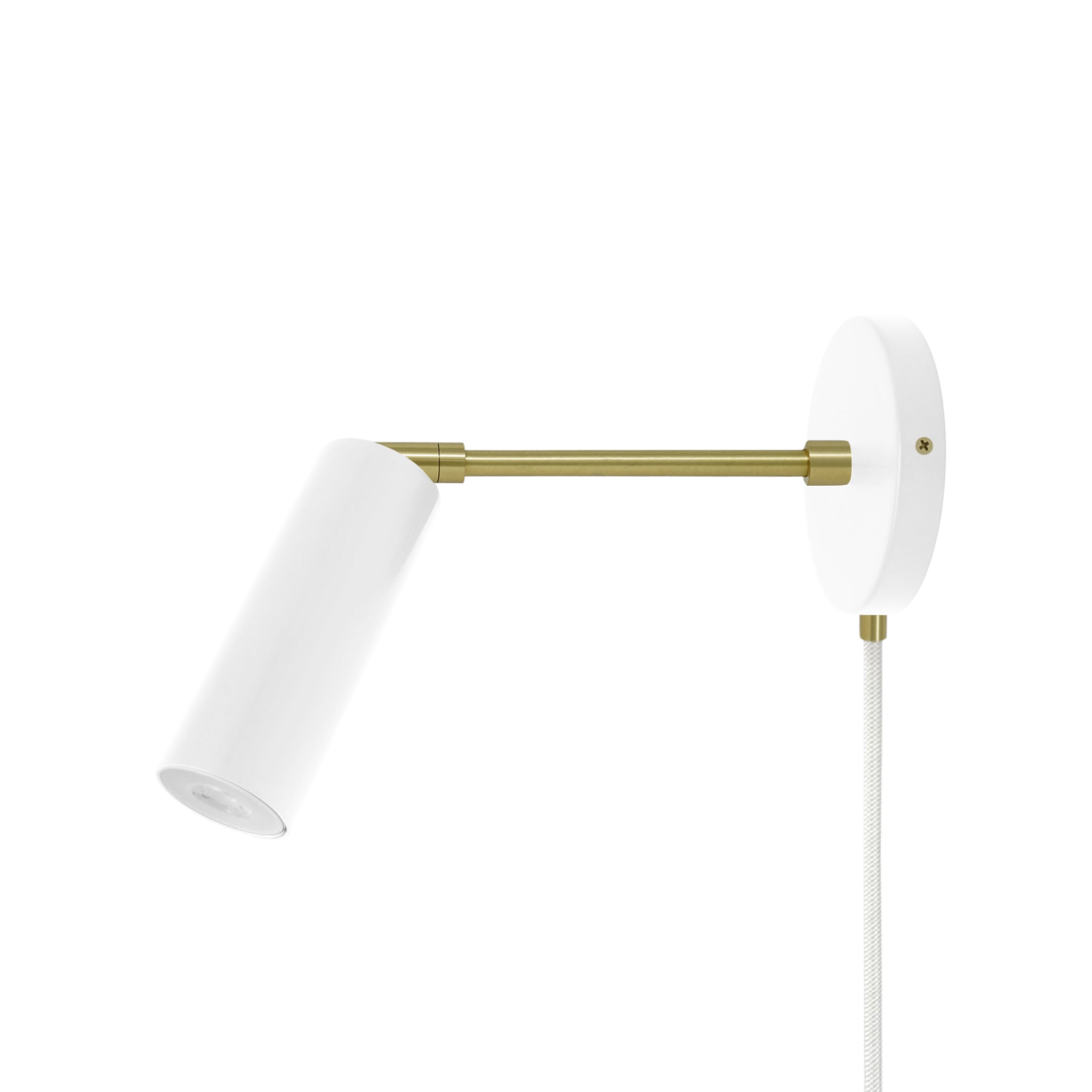 Brass and white color Reader plug-in sconce 6" arm Dutton Brown lighting