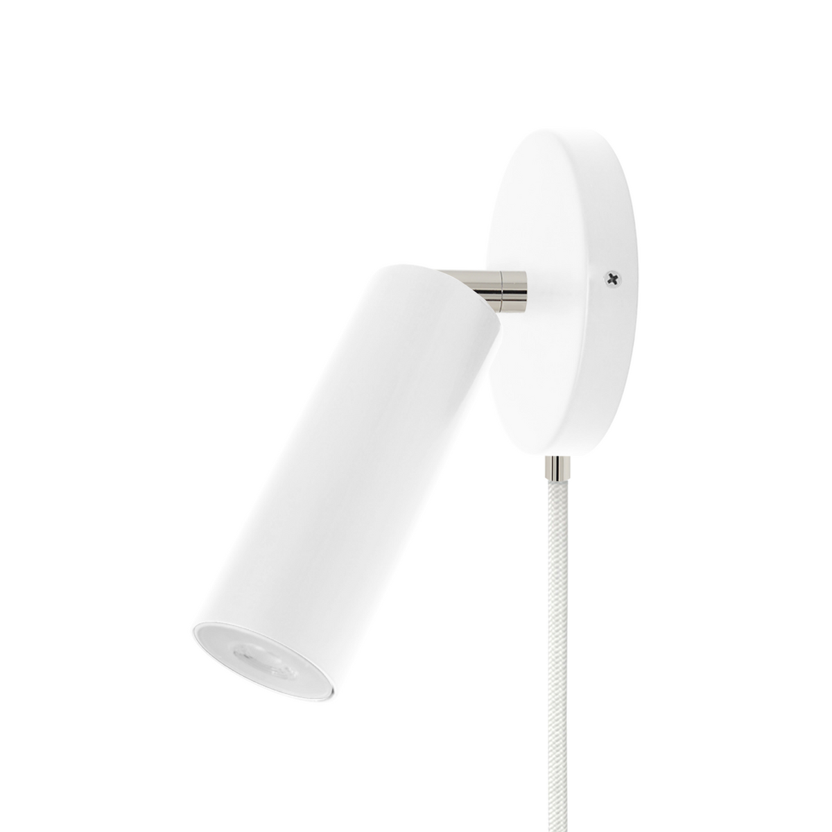 Nickel and white color Reader plug-in sconce no arm Dutton Brown lighting