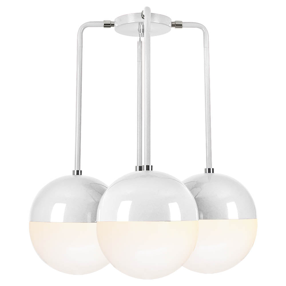 Nickel and white color Tetra chandelier Dutton Brown lighting