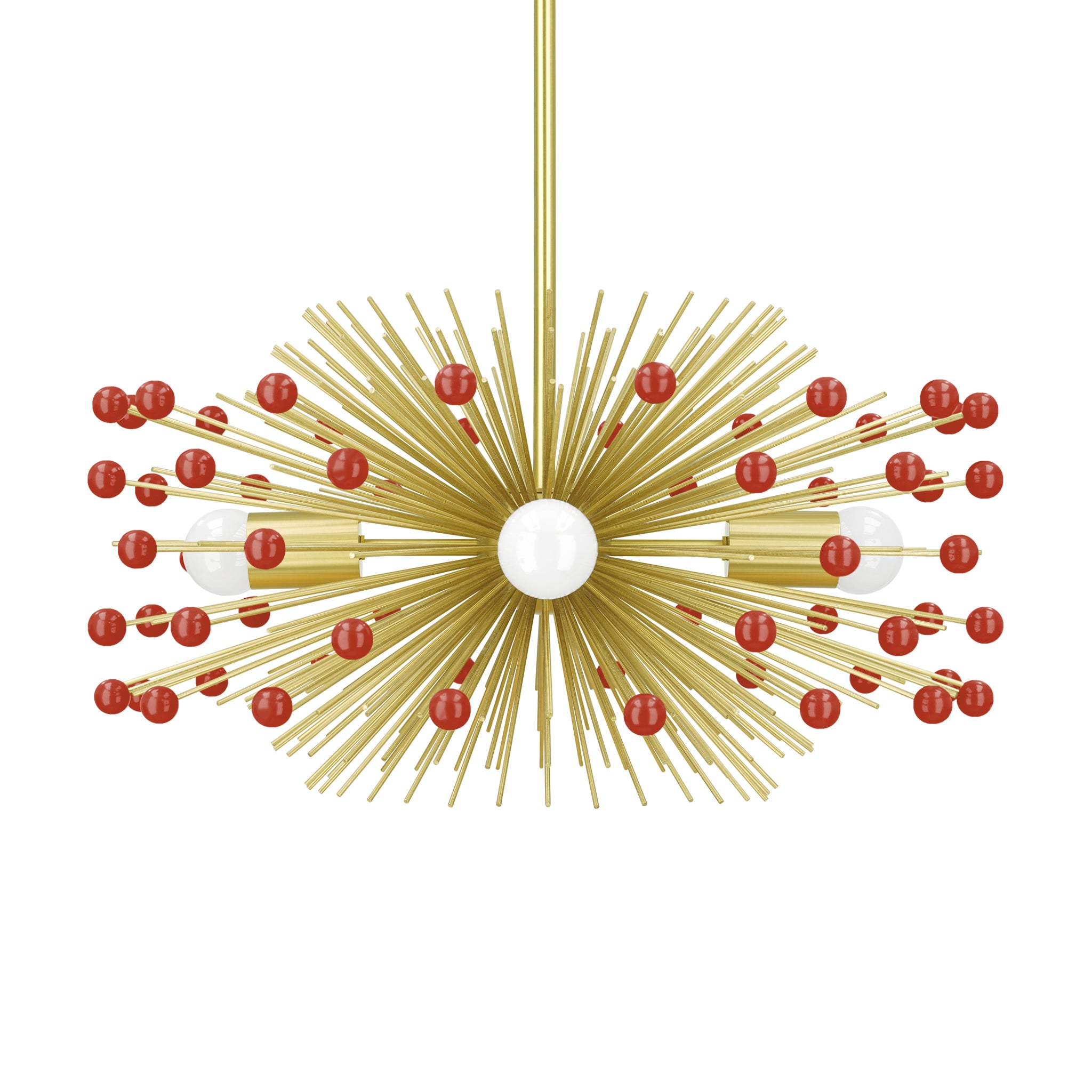 Brass and riding hood red color beaded Urchin chandelier 20" Dutton Brown lighting