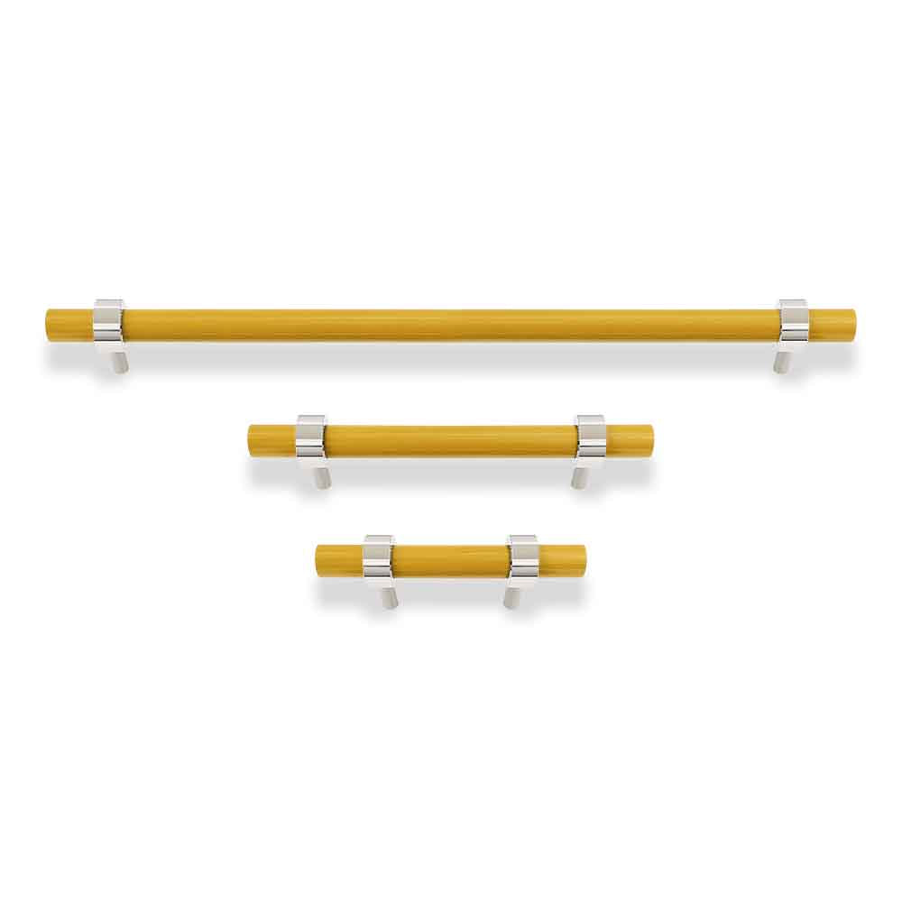 Nickel and ochre color Caliber pull Dutton Brown hardware
