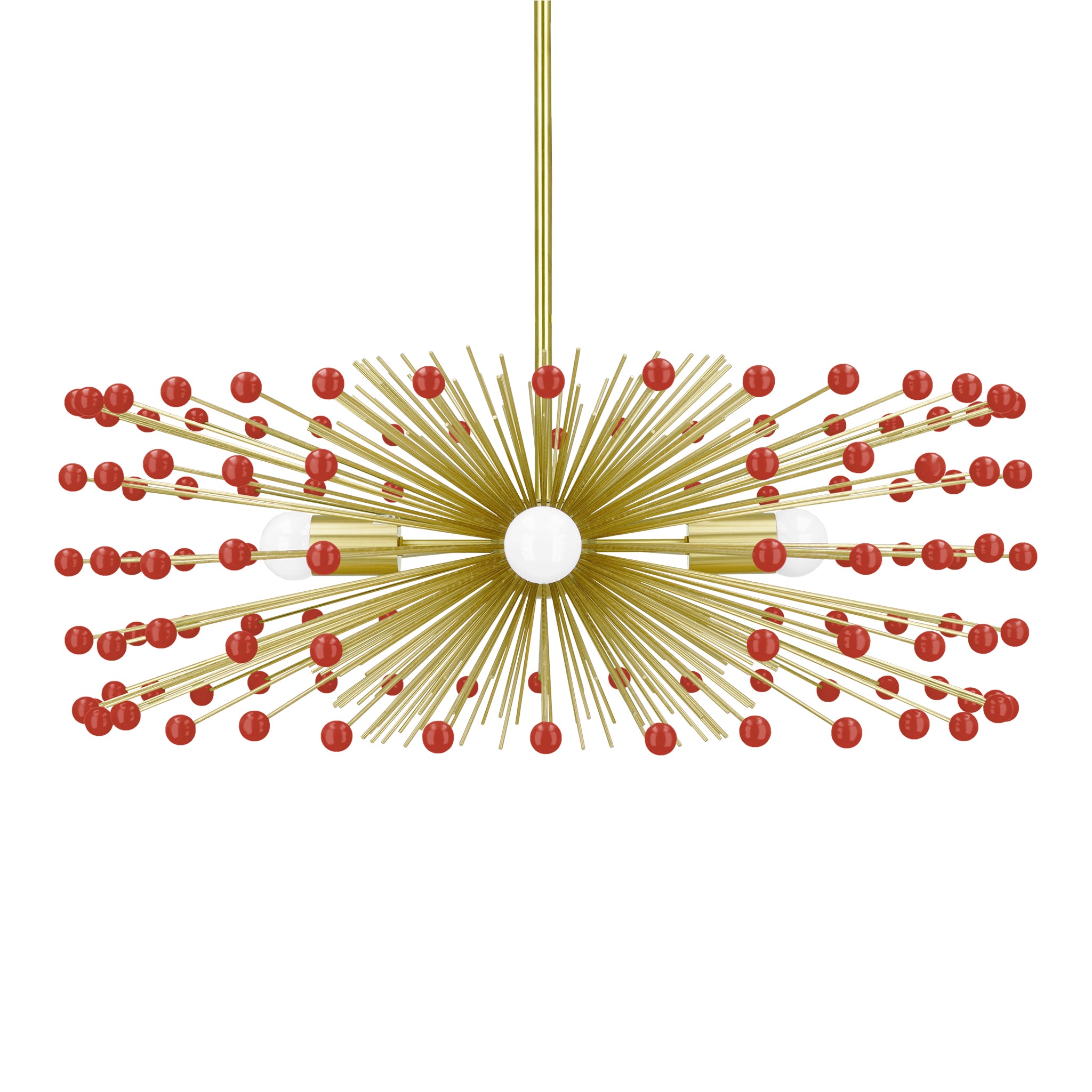 Brass and riding hood red color Beaded Urchin chandelier 27" Dutton Brown lighting