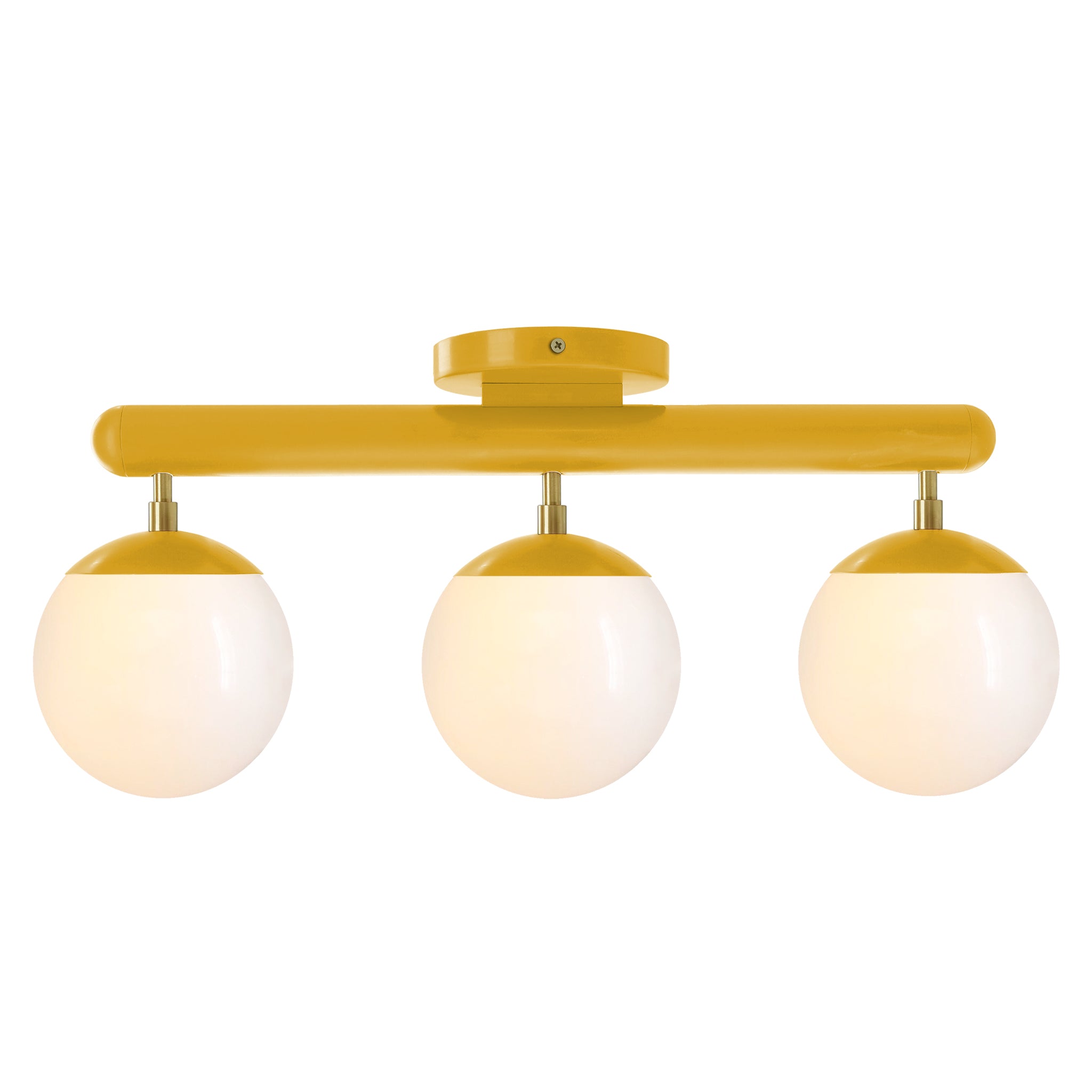 Brass and ochre color Icon 3 flush mount Dutton Brown lighting