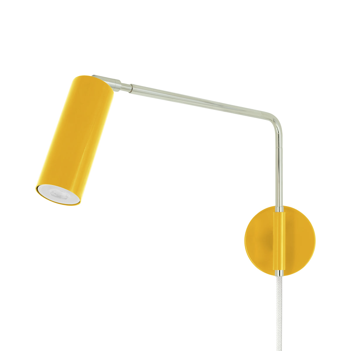Nickel and ochre color Reader Swing Arm plug-in sconce Dutton Brown lighting