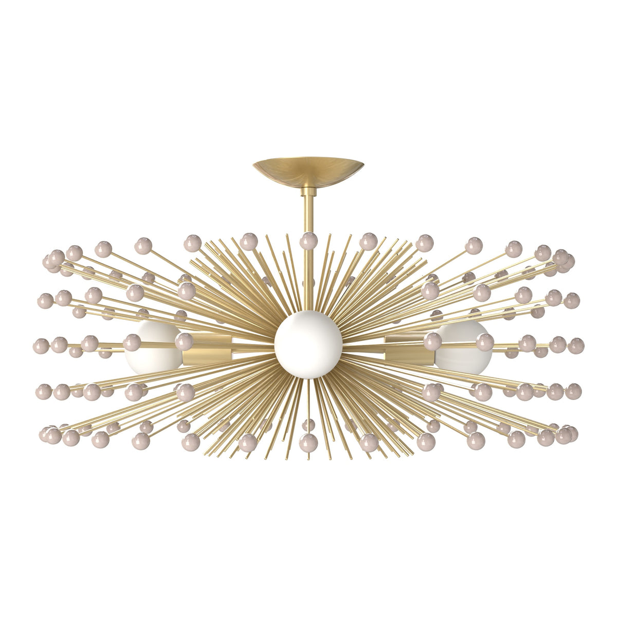 Brass and barely color Beaded Urchin flush mount 27" Dutton Brown lighting