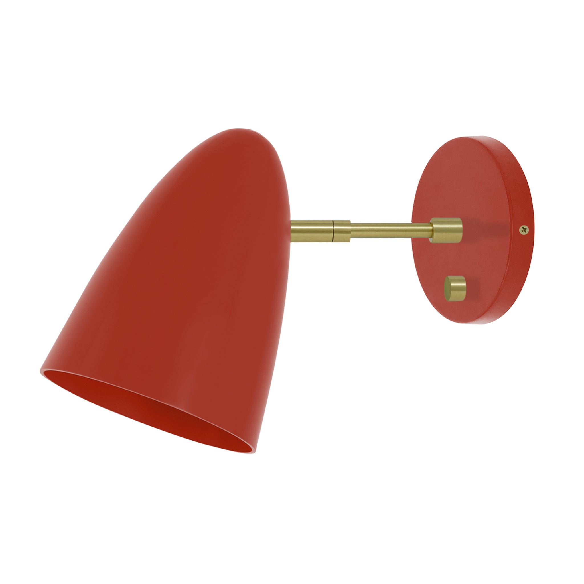 Brass and riding hood red color Boom sconce 3" arm Dutton Brown lighting