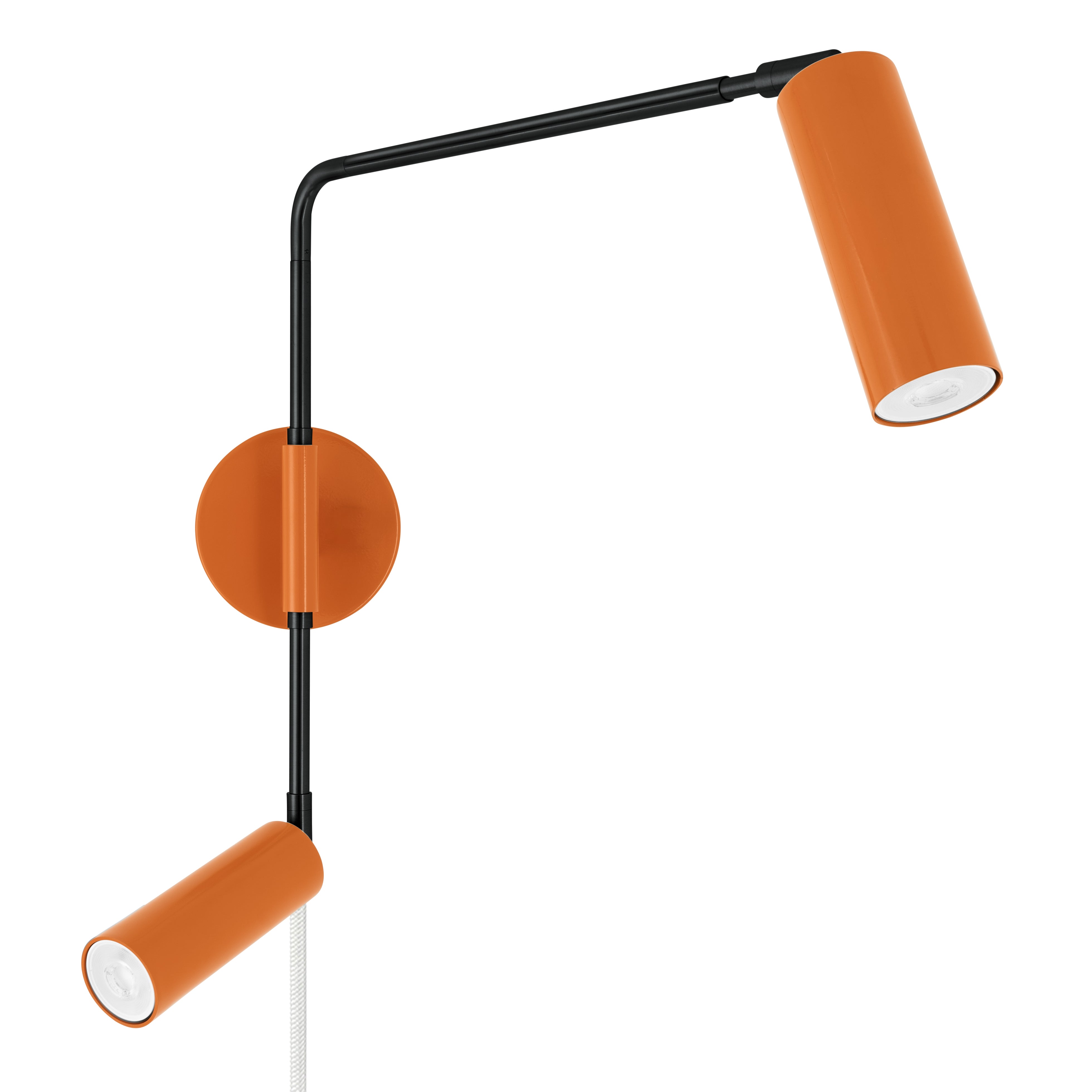 Black and orange color Reader Double Swing Arm plug-in sconce Dutton Brown lighting