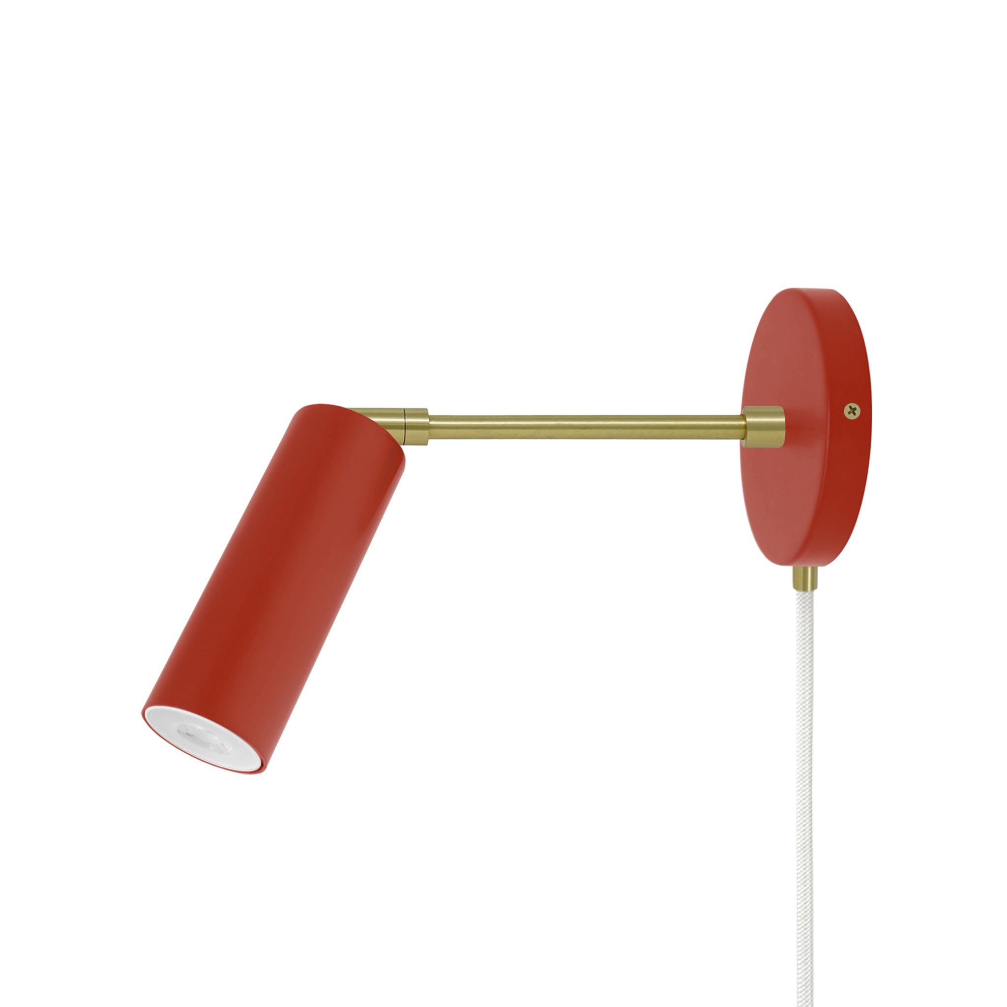 Brass and riding hood red color Reader plug-in sconce 6" arm Dutton Brown lighting