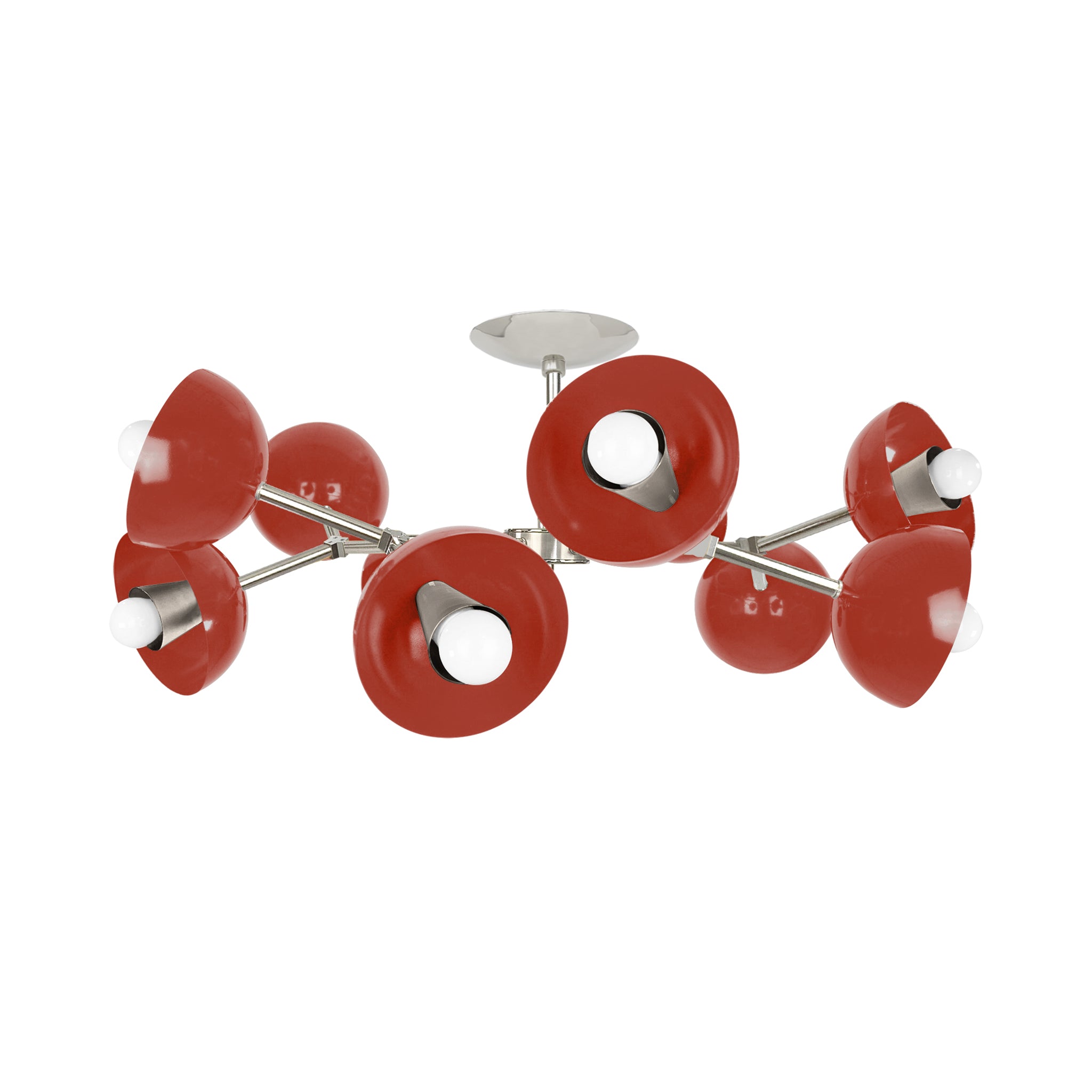 Nickel and riding hood red color Alegria flush mount 30" Dutton Brown lighting