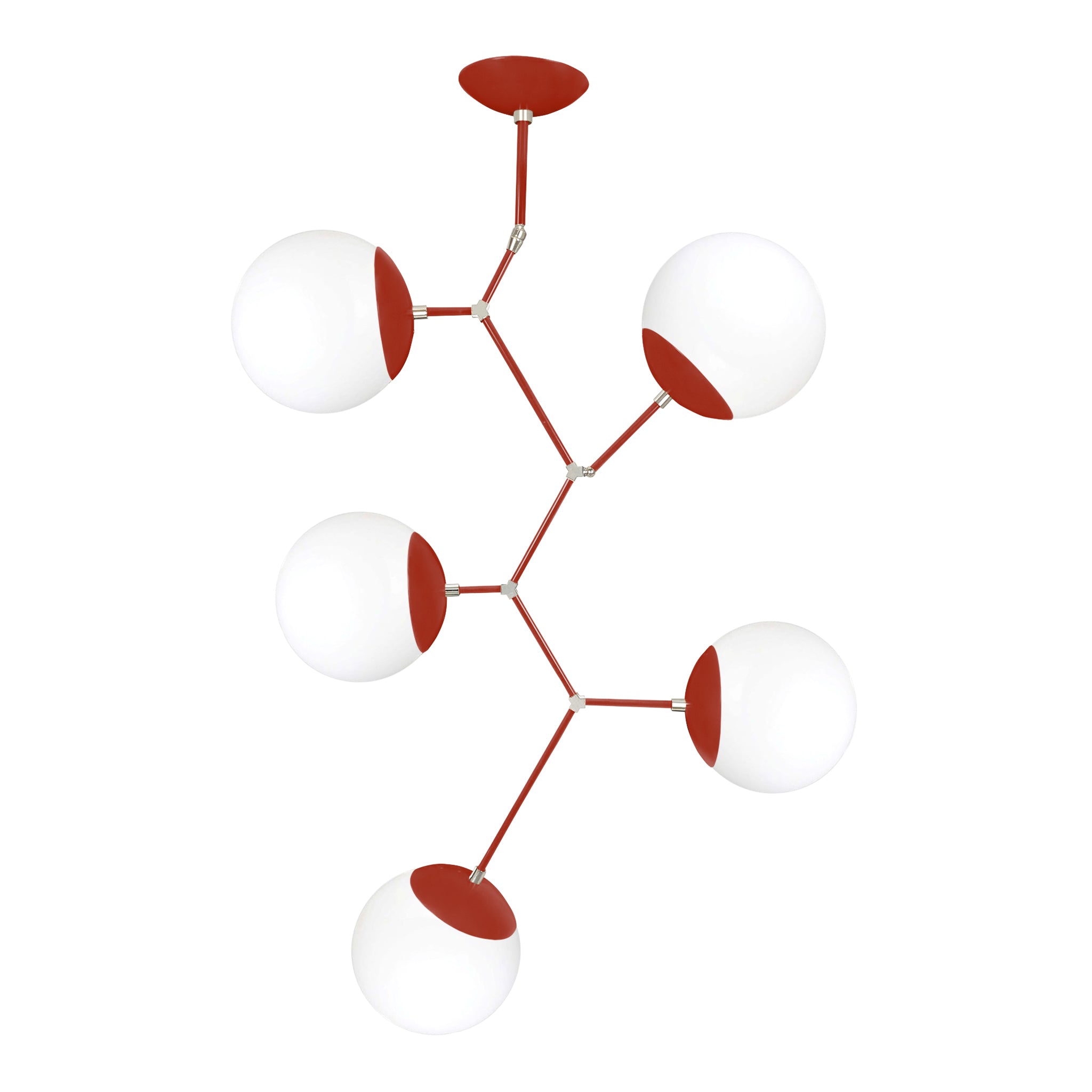 Nickel and riding hood red color Astar 5 chandelier Dutton Brown lighting