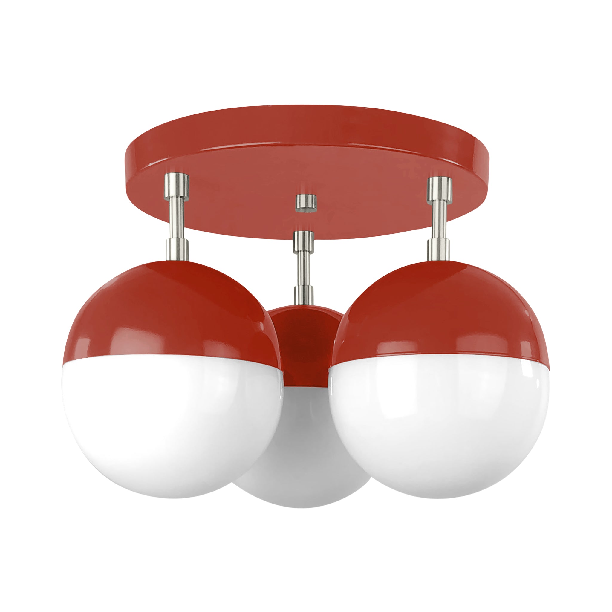 Nickel and riding hood red color Ballsy flush mount Dutton Brown lighting