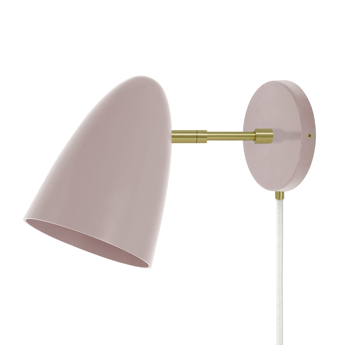 Brass and barely color Boom plug-in sconce 3" arm Dutton Brown lighting