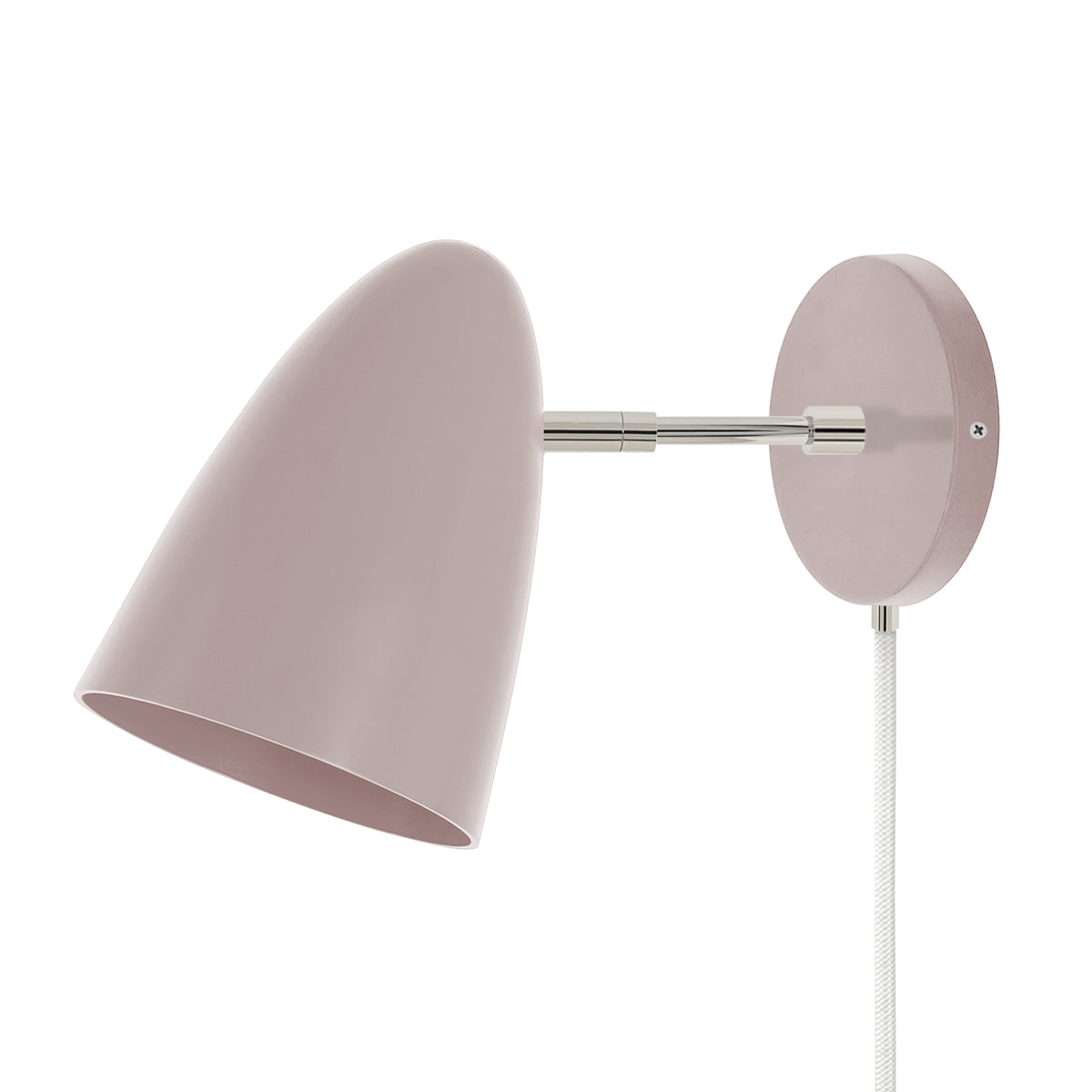 Nickel and barely color Boom plug-in sconce 3" arm Dutton Brown lighting