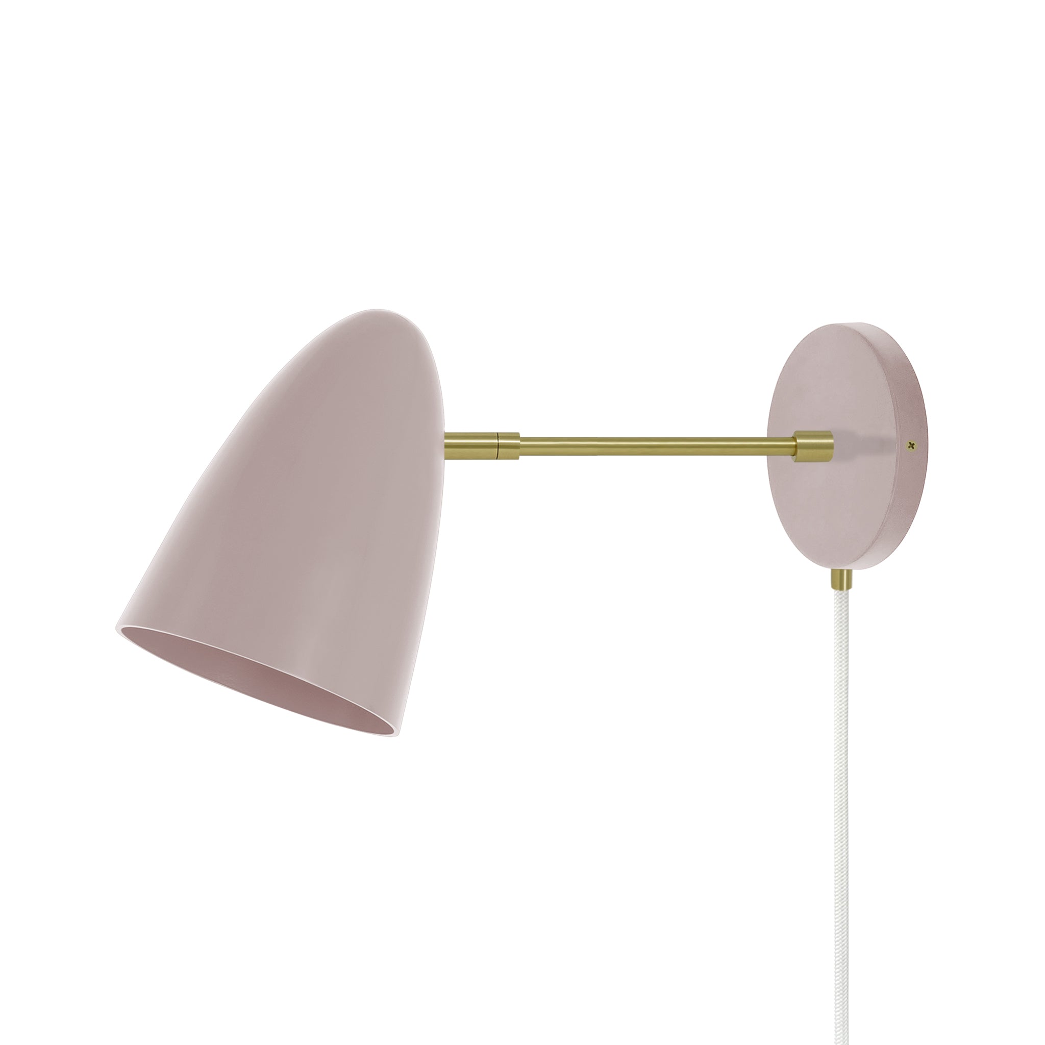 Brass and barely color Boom plug-in sconce 6" arm Dutton Brown lighting