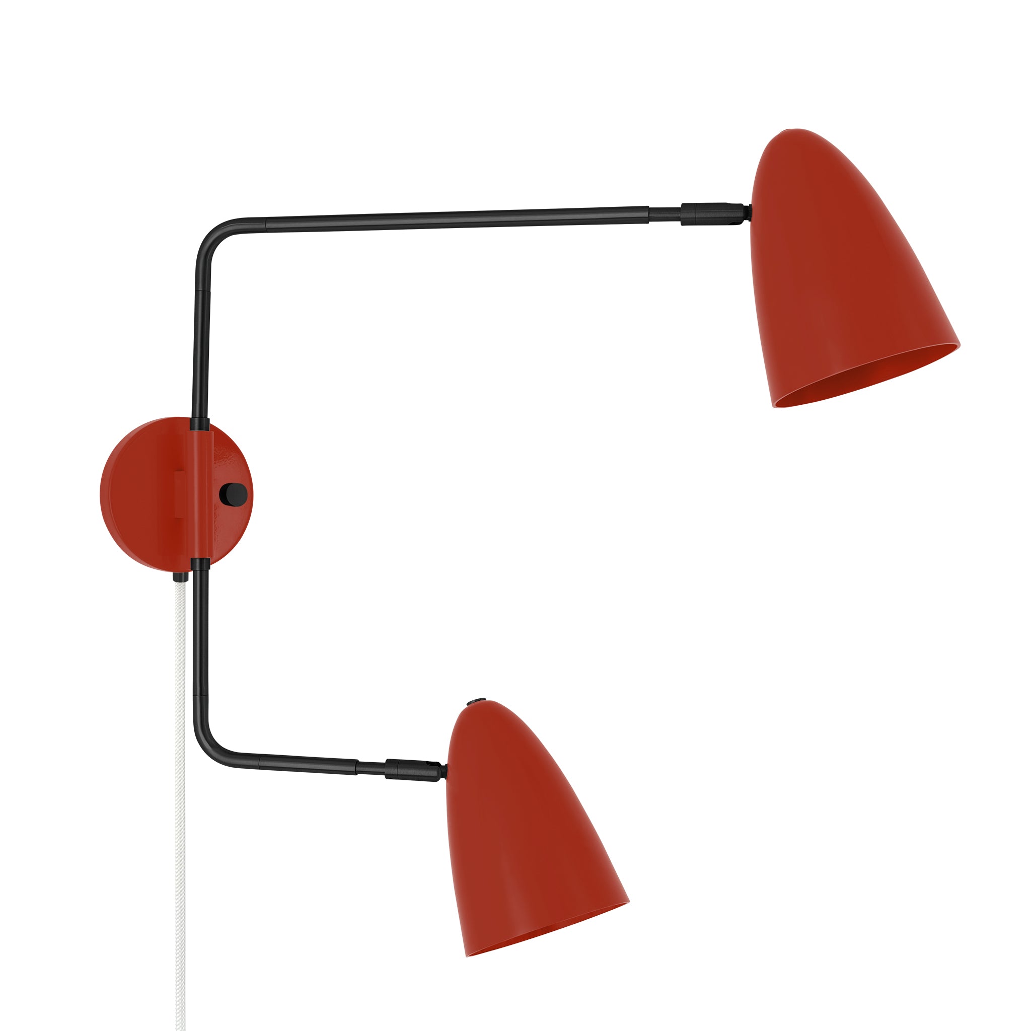 Black and riding hood red color Boom Double Swing Arm plug-in sconce Dutton Brown lighting