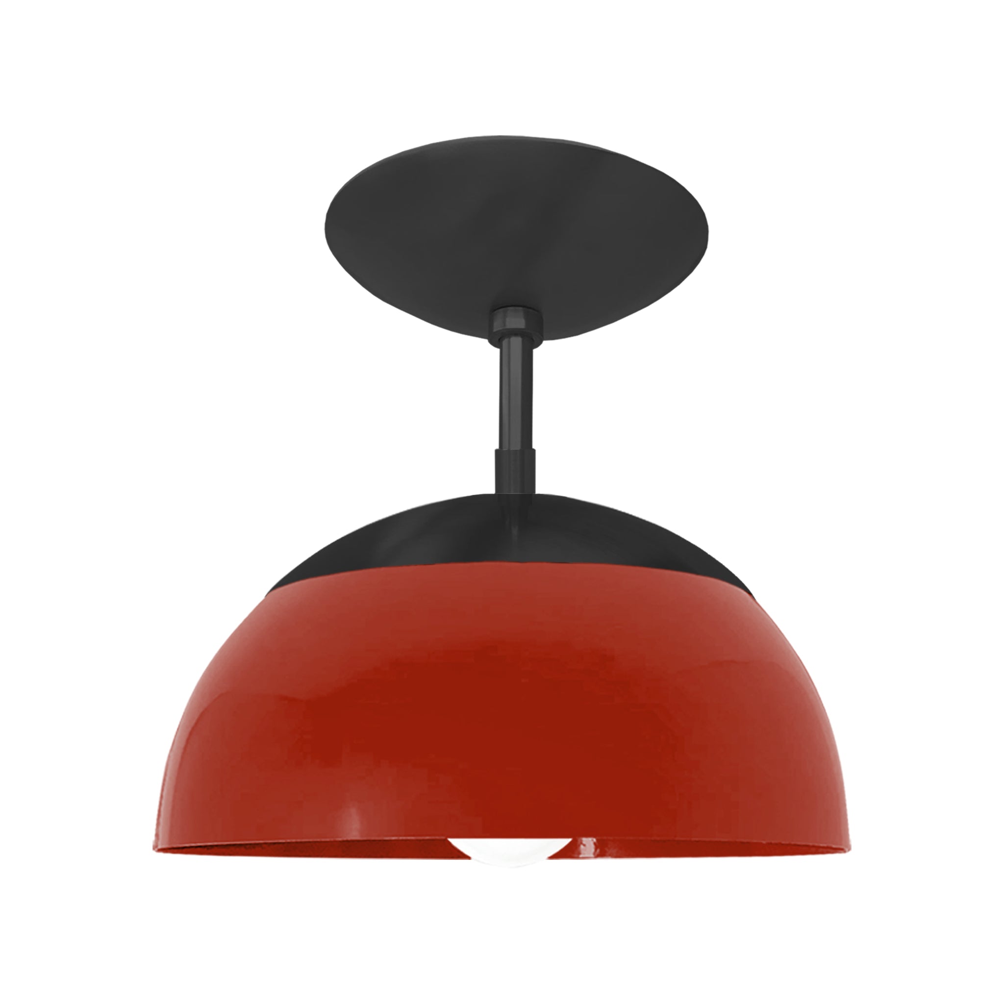 Black and riding hood red color Cadbury flush mount 10" Dutton Brown lighting