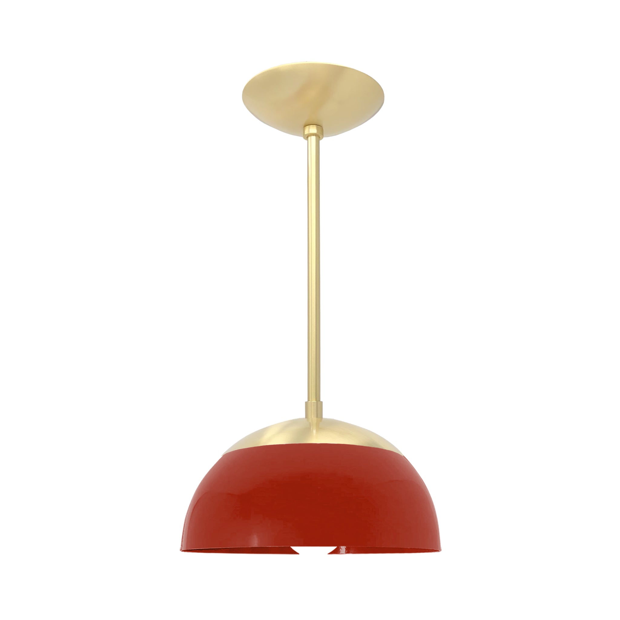 Brass and riding hood red color Cadbury pendant 10" Dutton Brown lighting