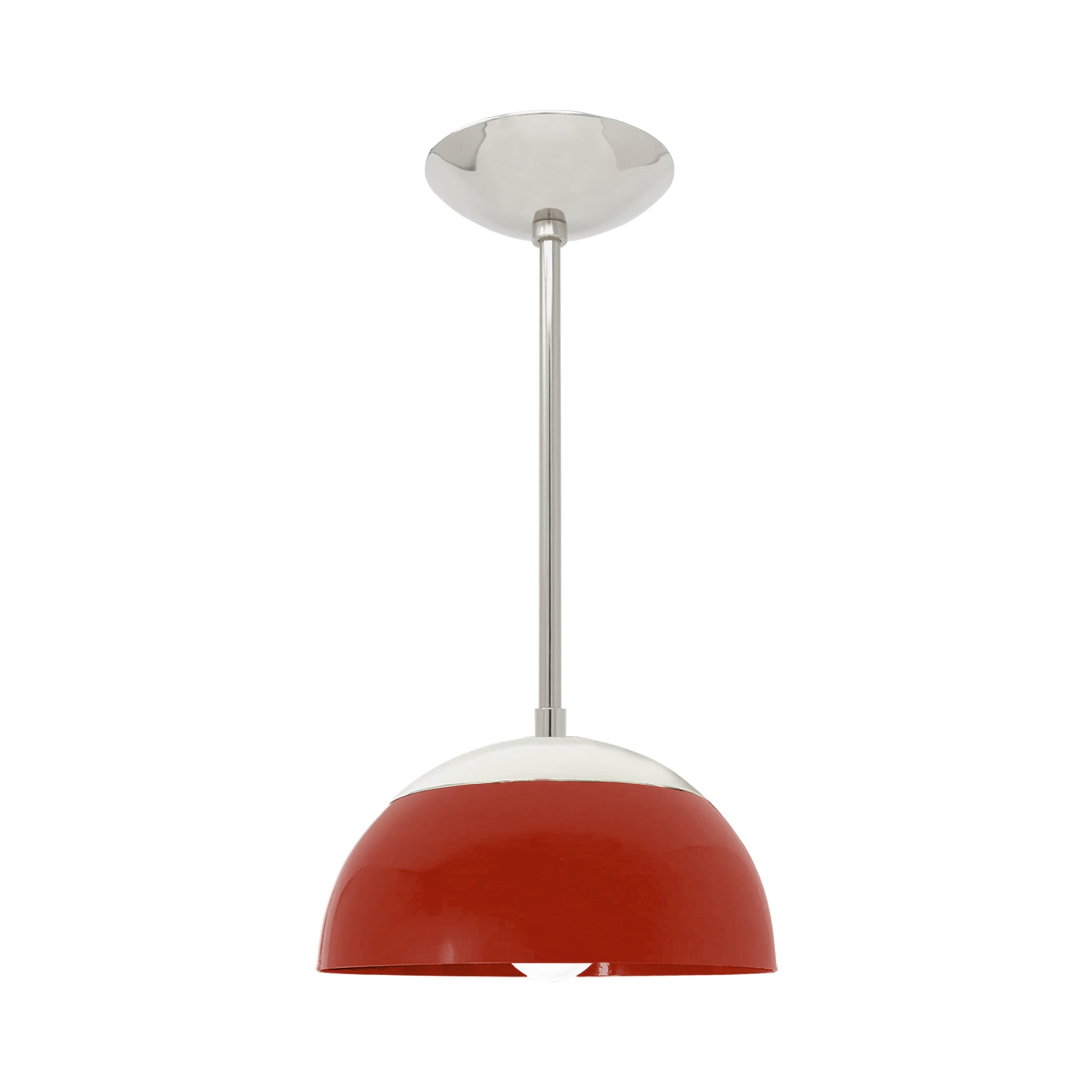 Nickel and riding hood red color Cadbury pendant 10" Dutton Brown lighting