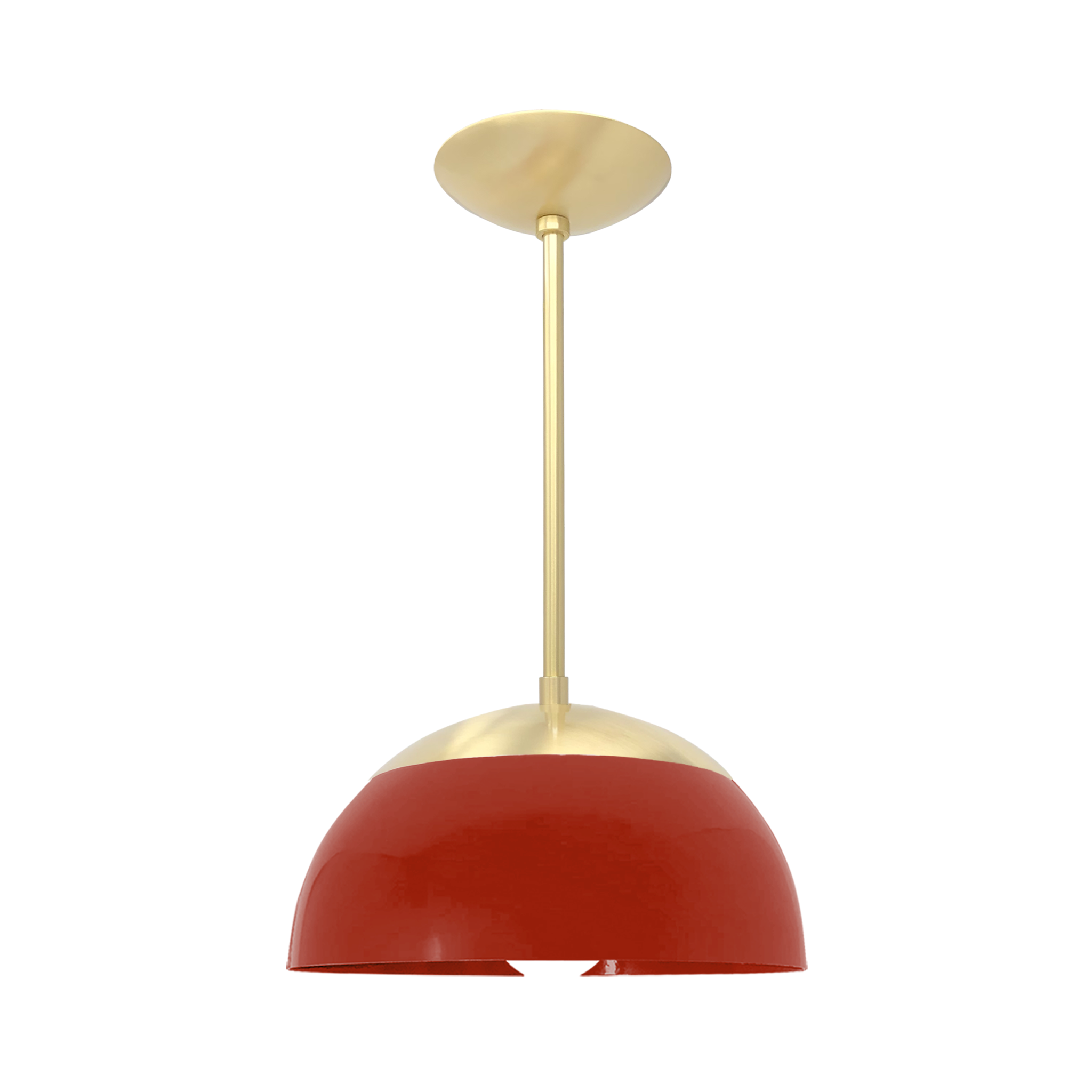 Brass and riding hood red color Cadbury pendant 12" Dutton Brown lighting