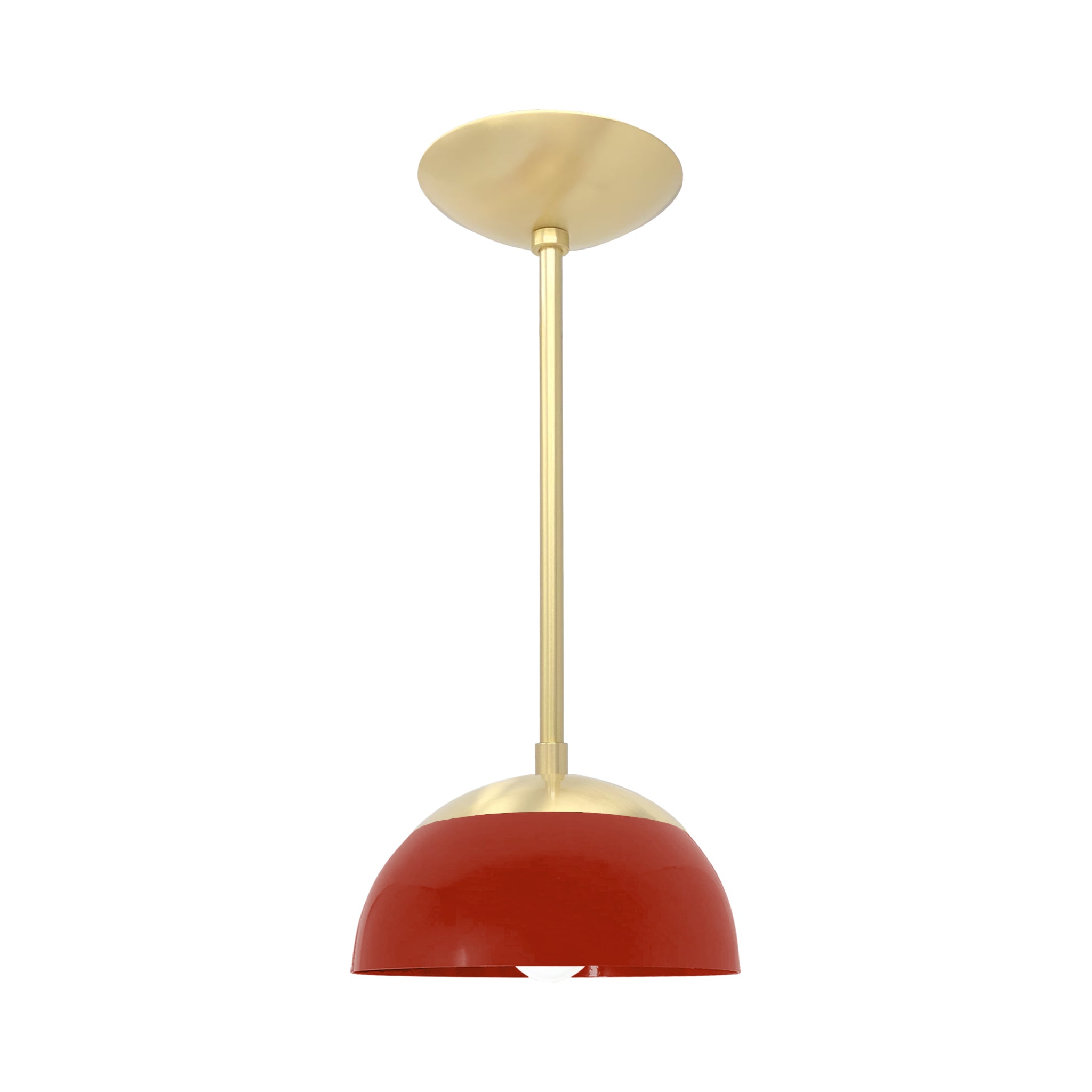 Brass and riding hood red color Cadbury pendant 8" Dutton Brown lighting