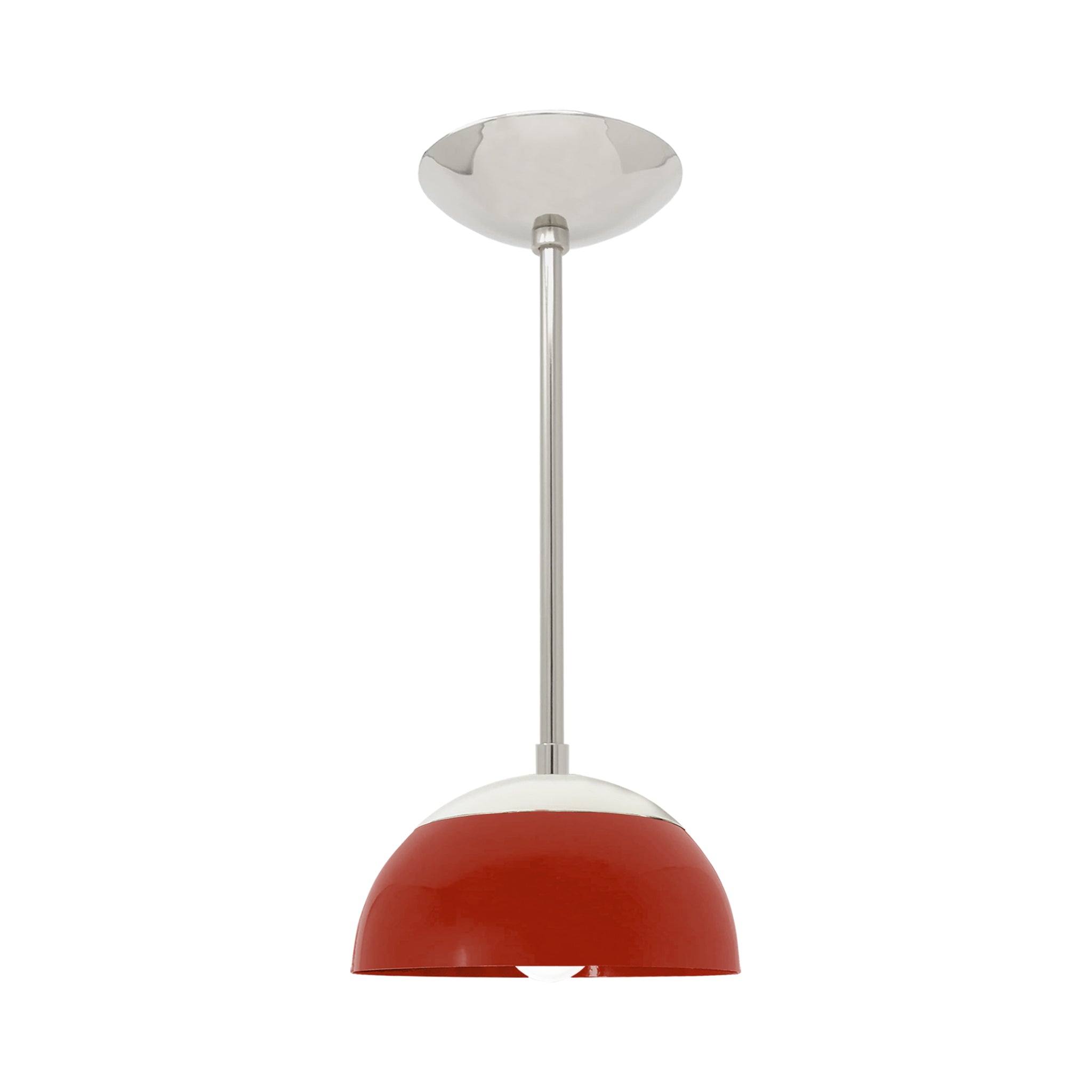 Nickel and riding hood red color Cadbury pendant 8" Dutton Brown lighting