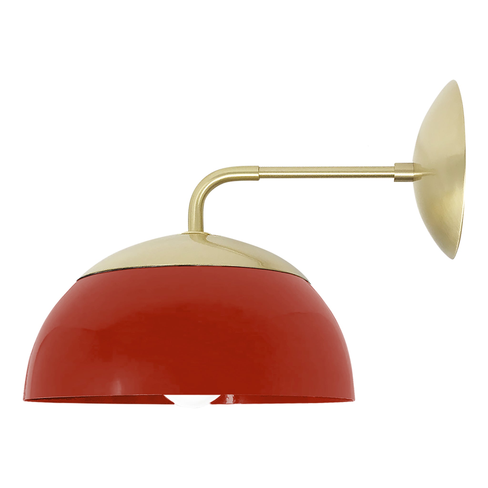 Brass and riding hood red color Cadbury sconce 8" Dutton Brown lighting