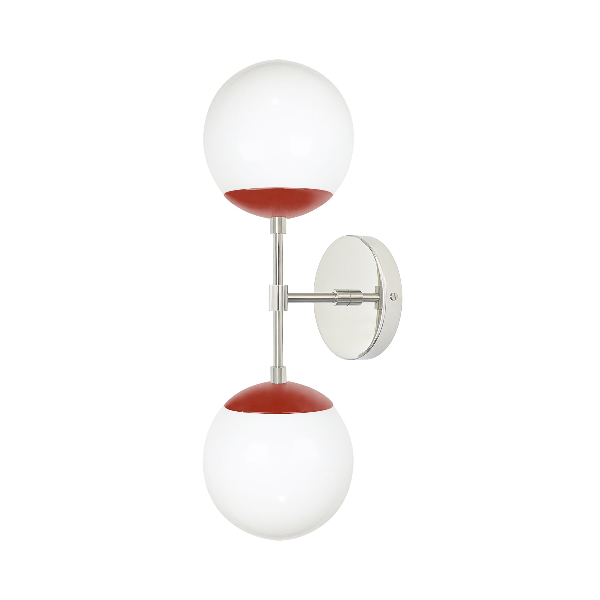 Nickel and riding hood red color Cap Double sconce 6" Dutton Brown lighting