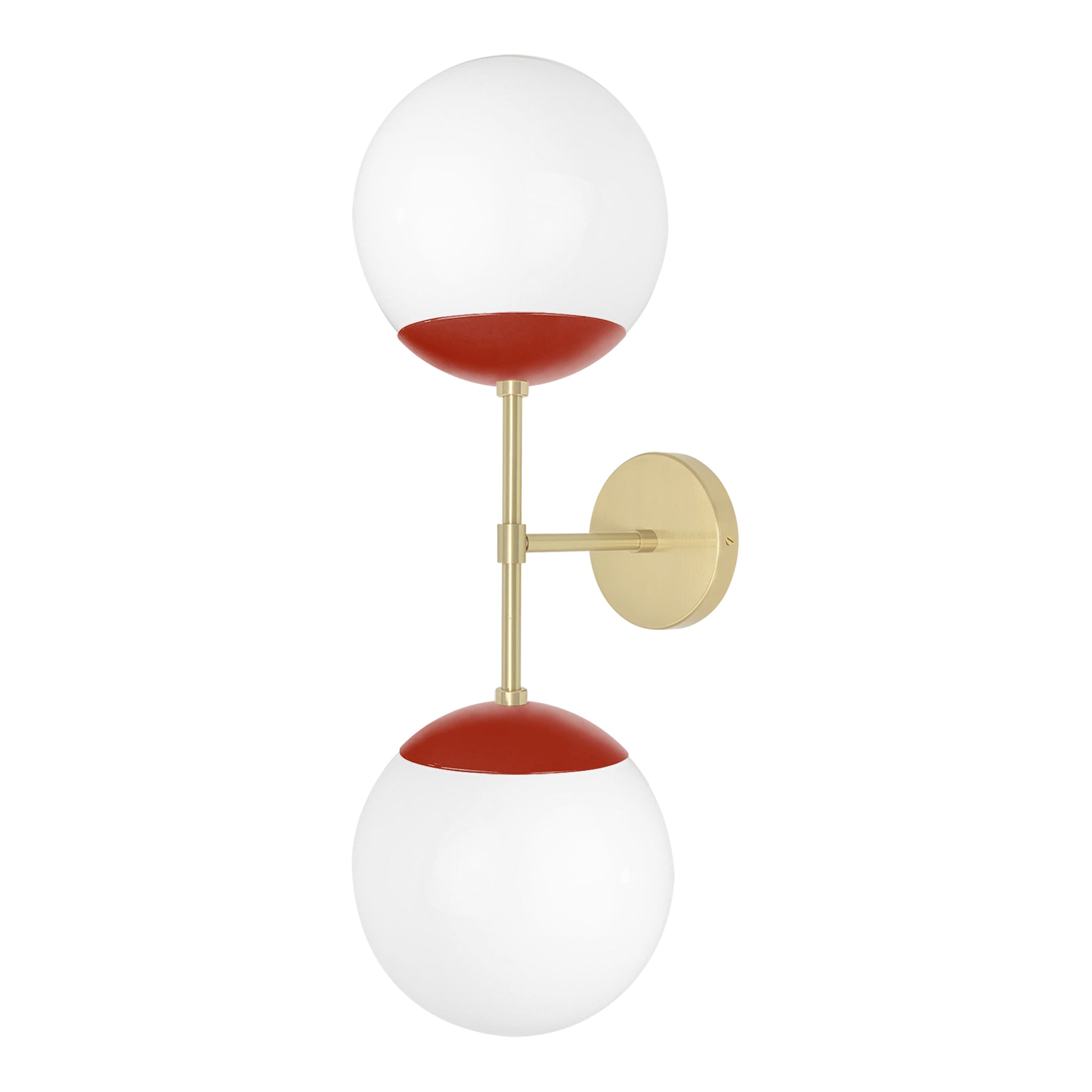 Brass and riding hood red color Cap Double sconce 8" Dutton Brown lighting