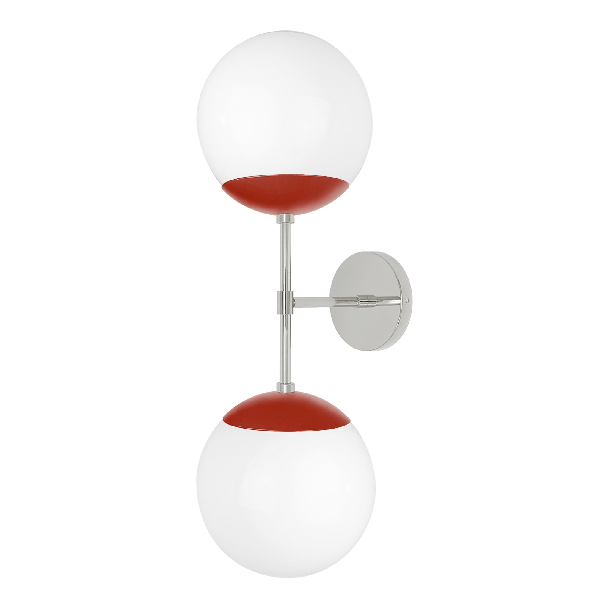 Nickel and riding hood red color Cap Double sconce 8" Dutton Brown lighting