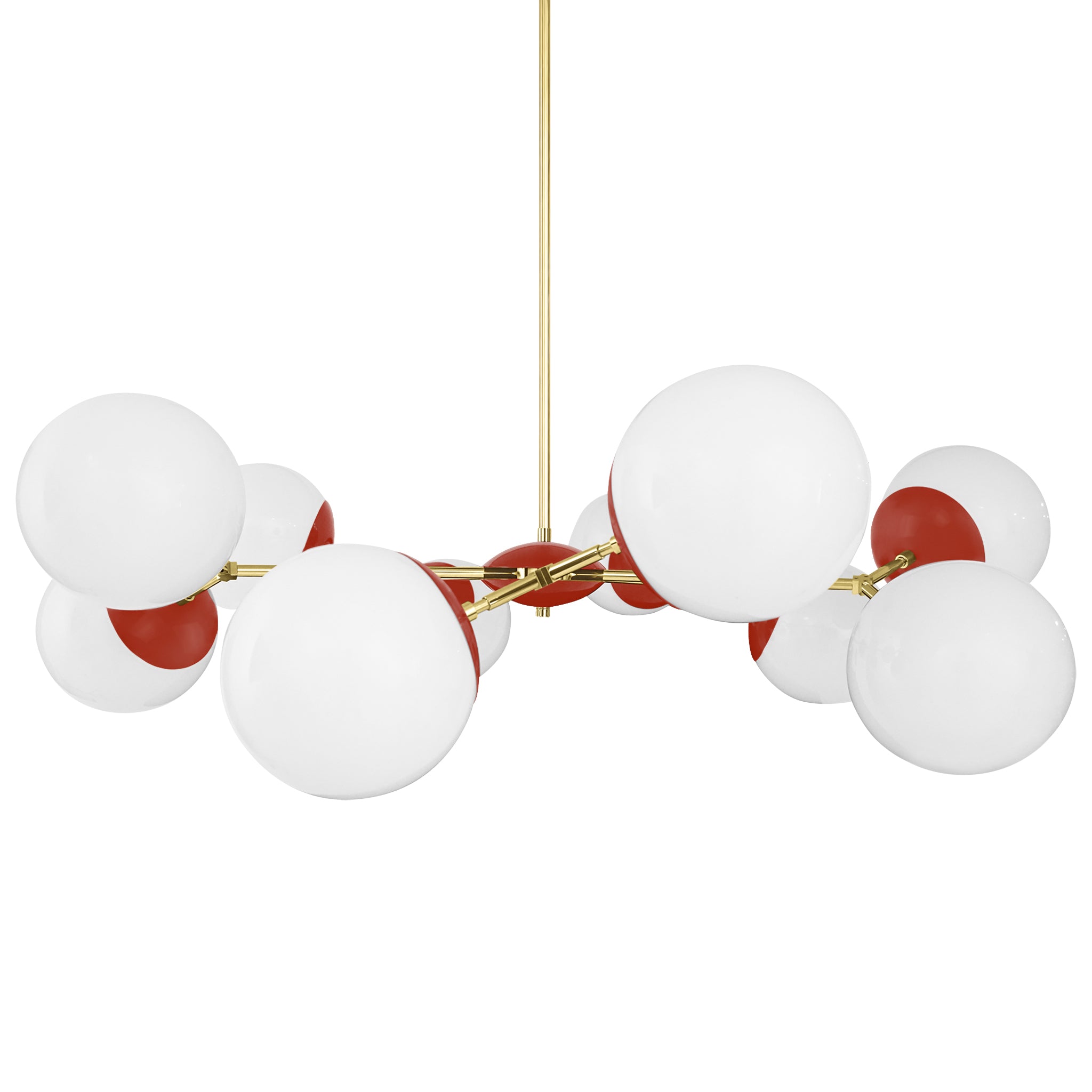 Brass and riding hood red color Crown chandelier 46" Dutton Brown lighting