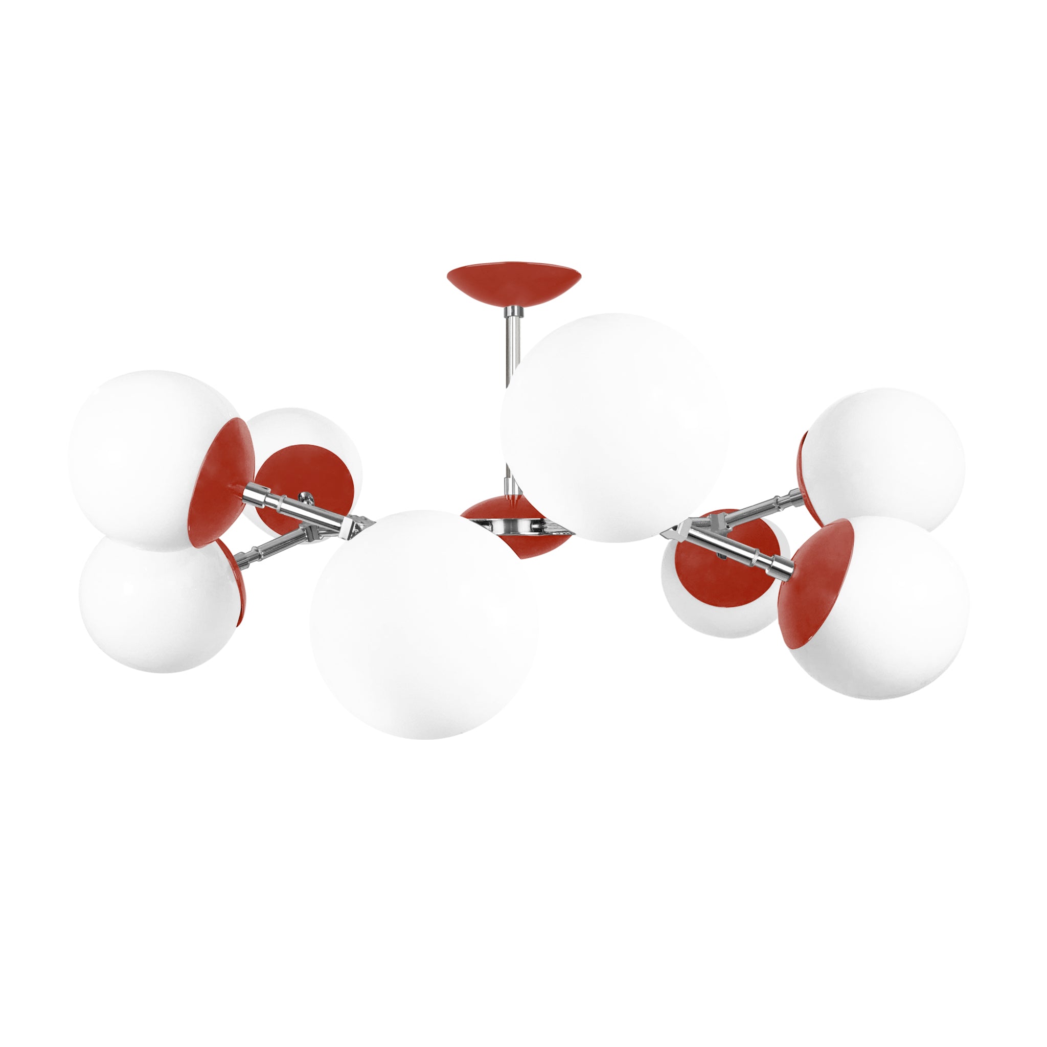 Nickel and riding hood red color Crown flush mount 32" Dutton Brown lighting