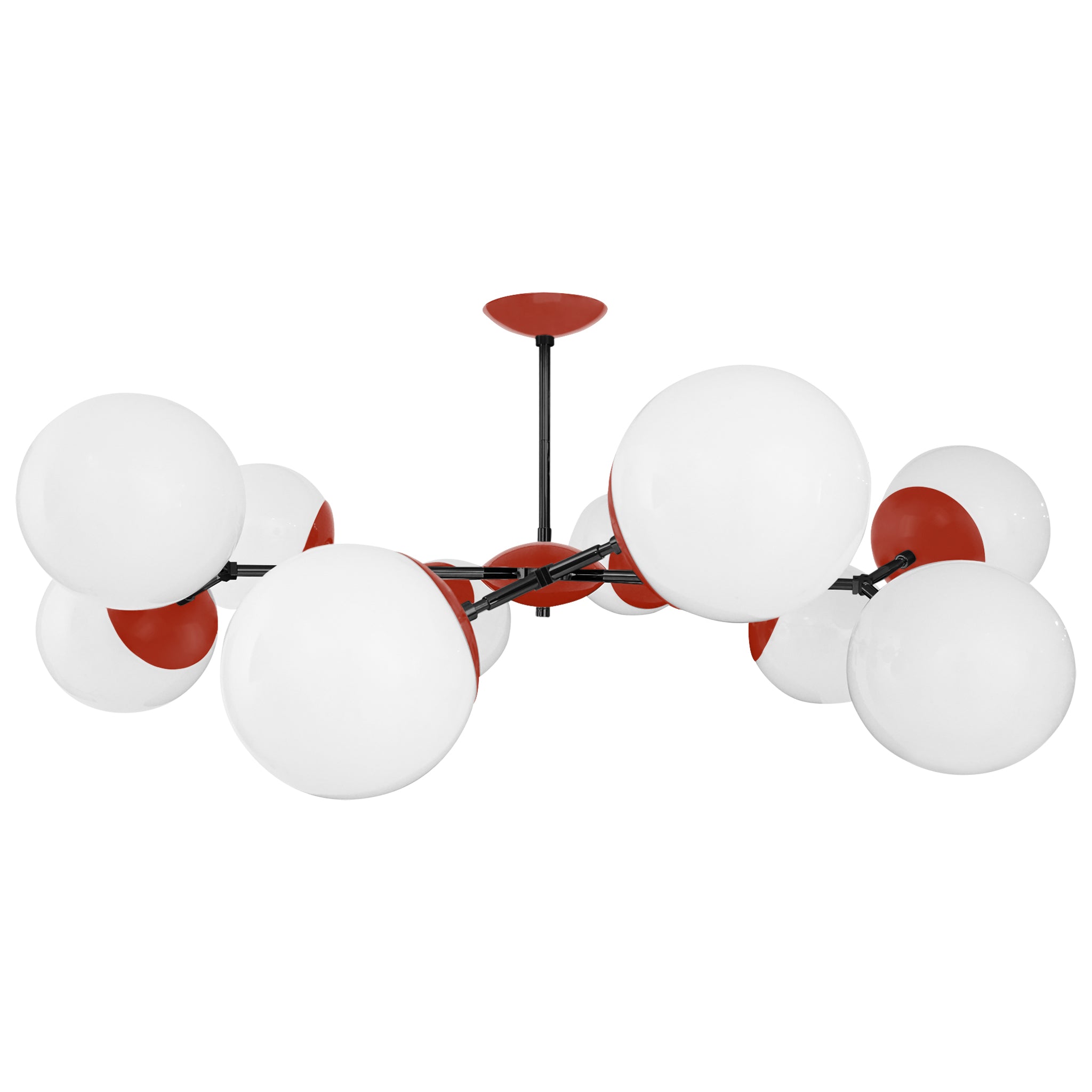 Black and riding hood red color Crown flush mount 46" Dutton Brown lighting