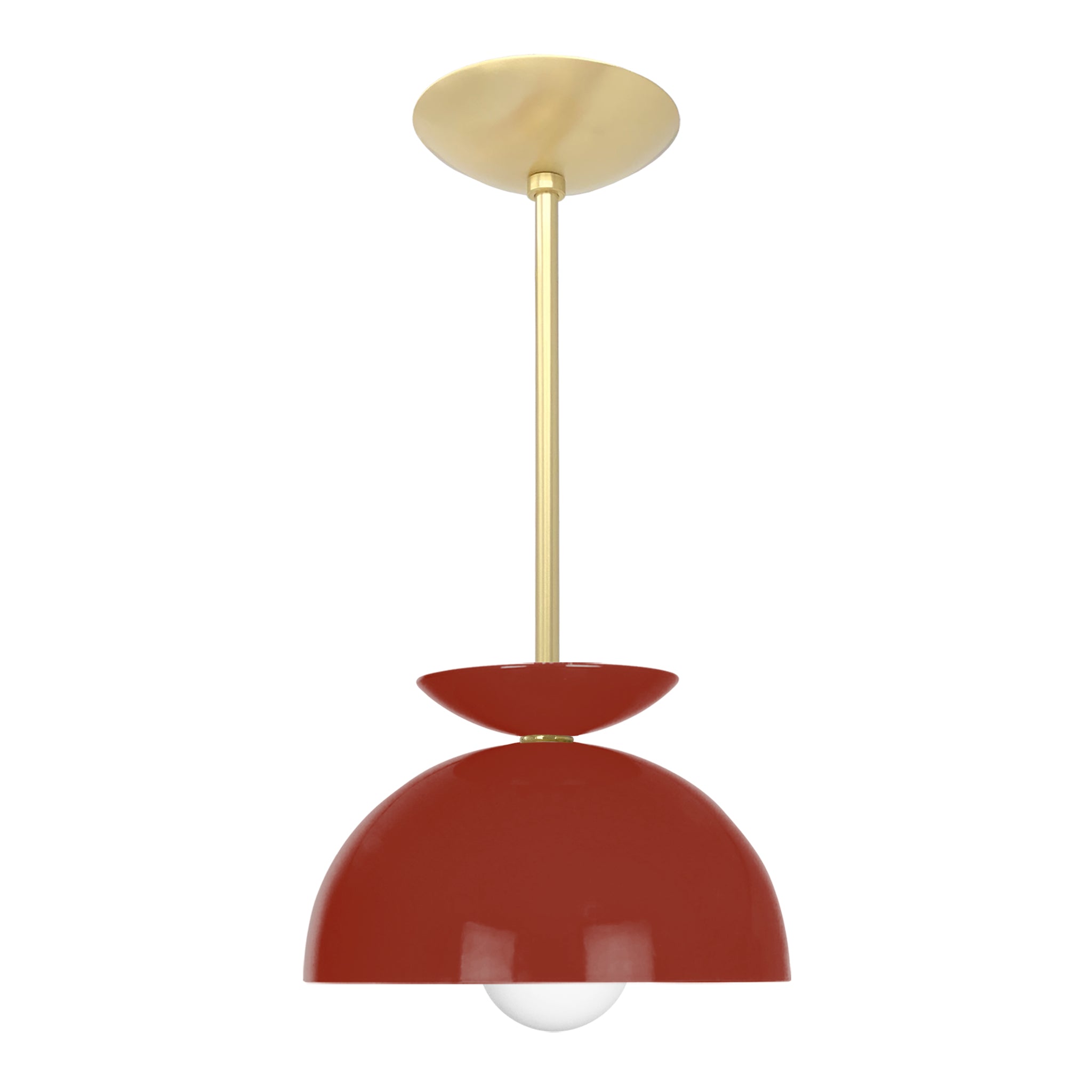Brass and riding hood red color Echo pendant 10" Dutton Brown lighting