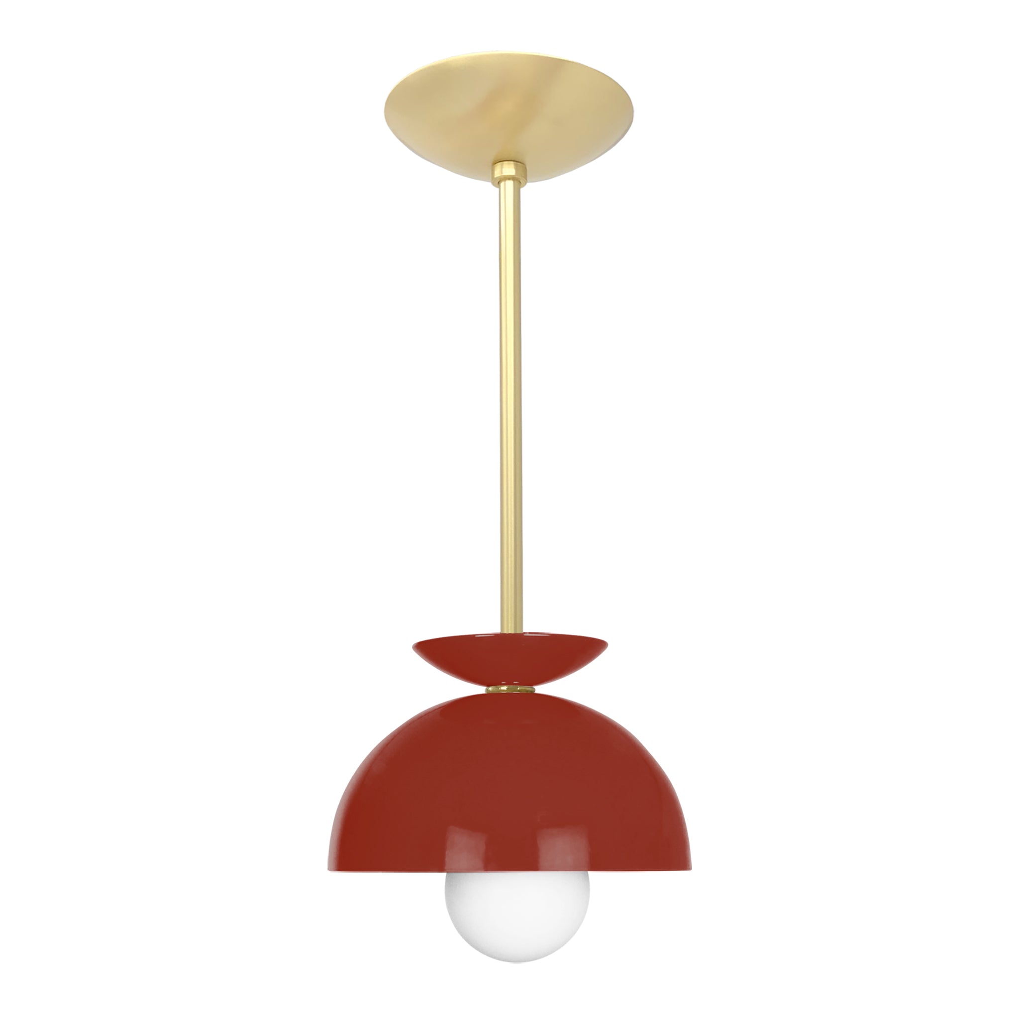 Brass and riding hood red color Echo pendant 8" Dutton Brown lighting